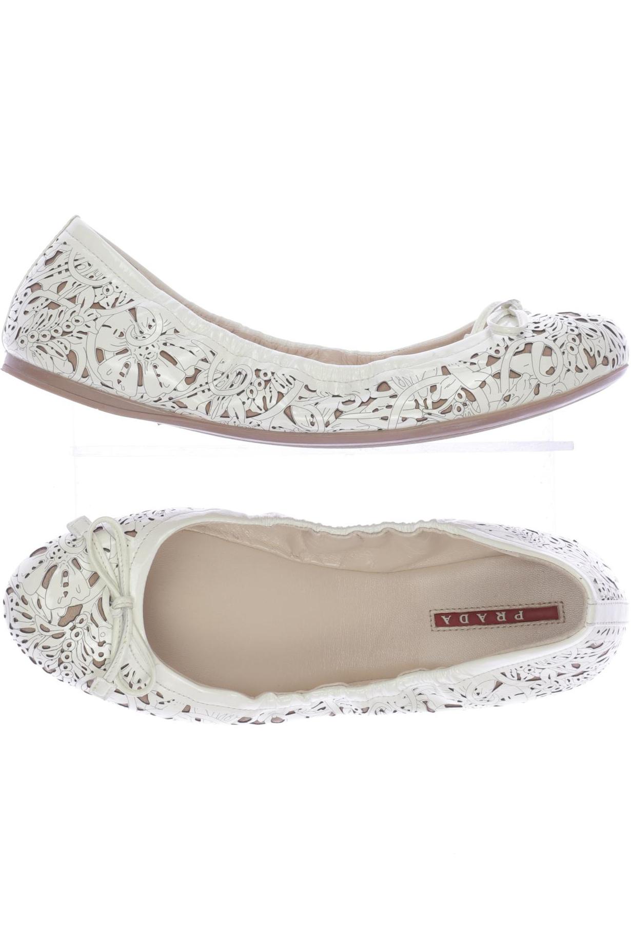 

Prada Damen Ballerinas, cremeweiß, Gr. 39.5