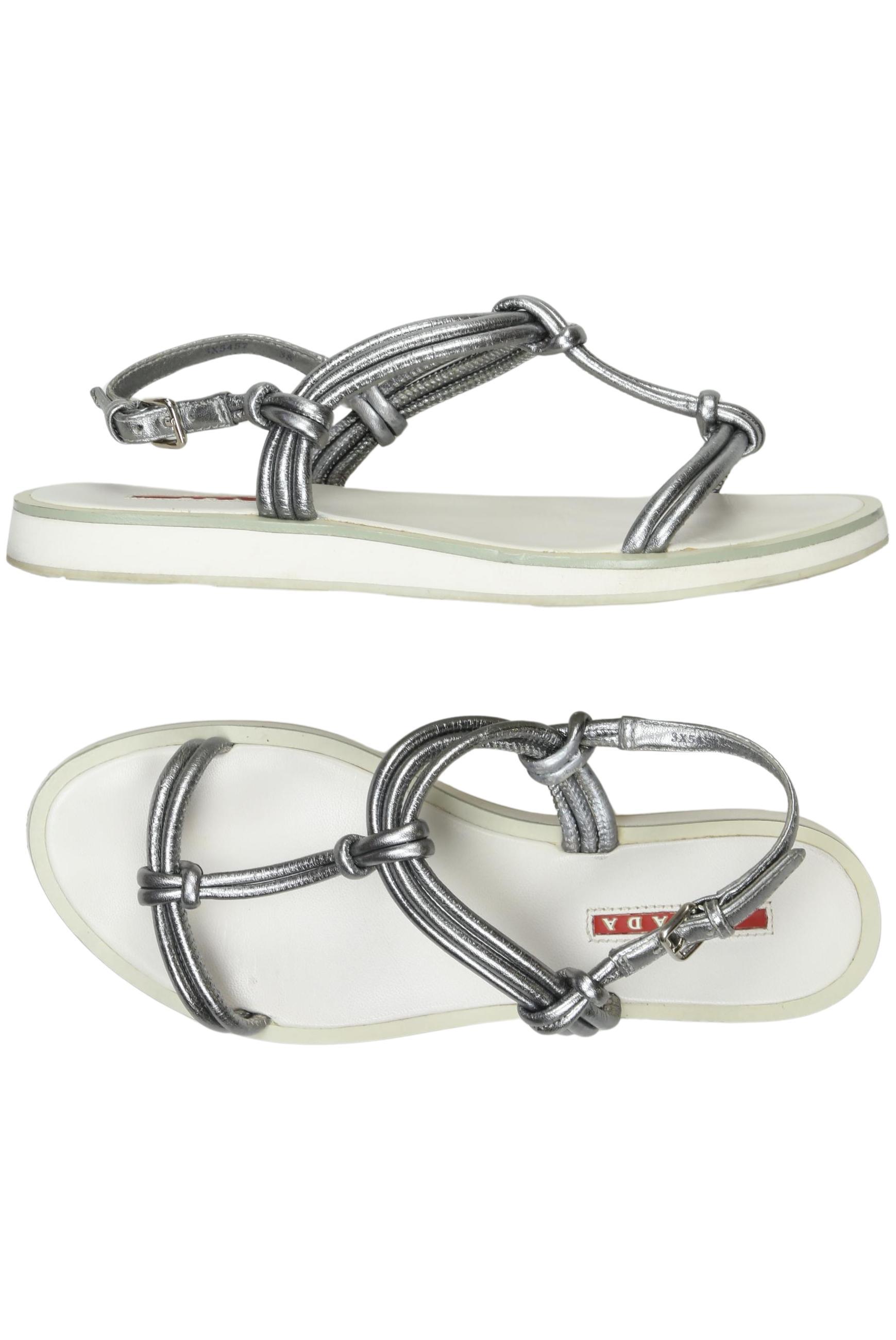 

Prada Damen Sandale, silber, Gr. 38