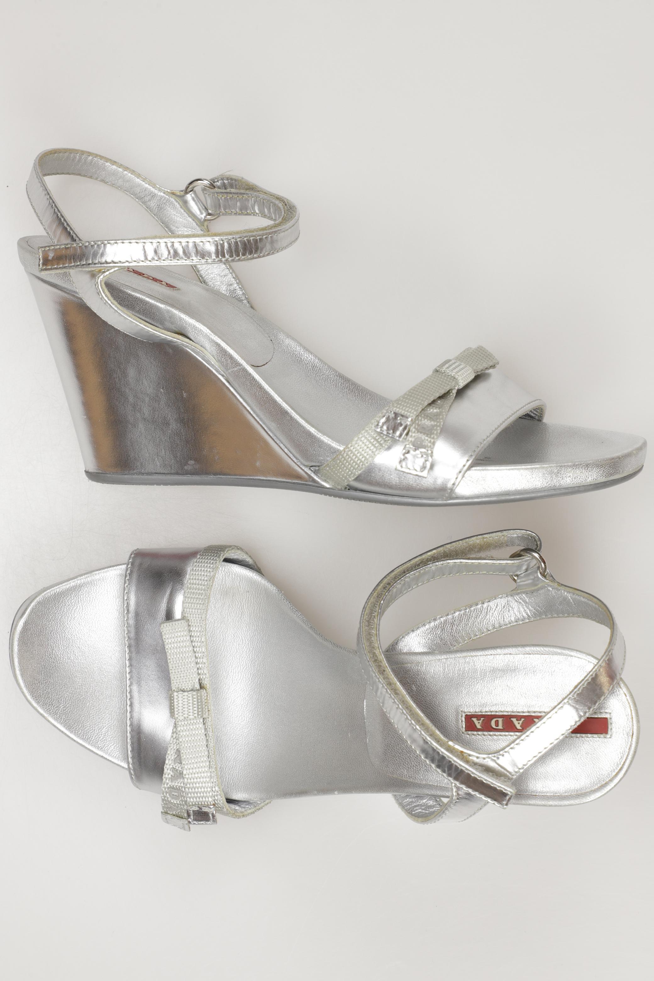 

Prada Damen Sandale, silber, Gr. 38