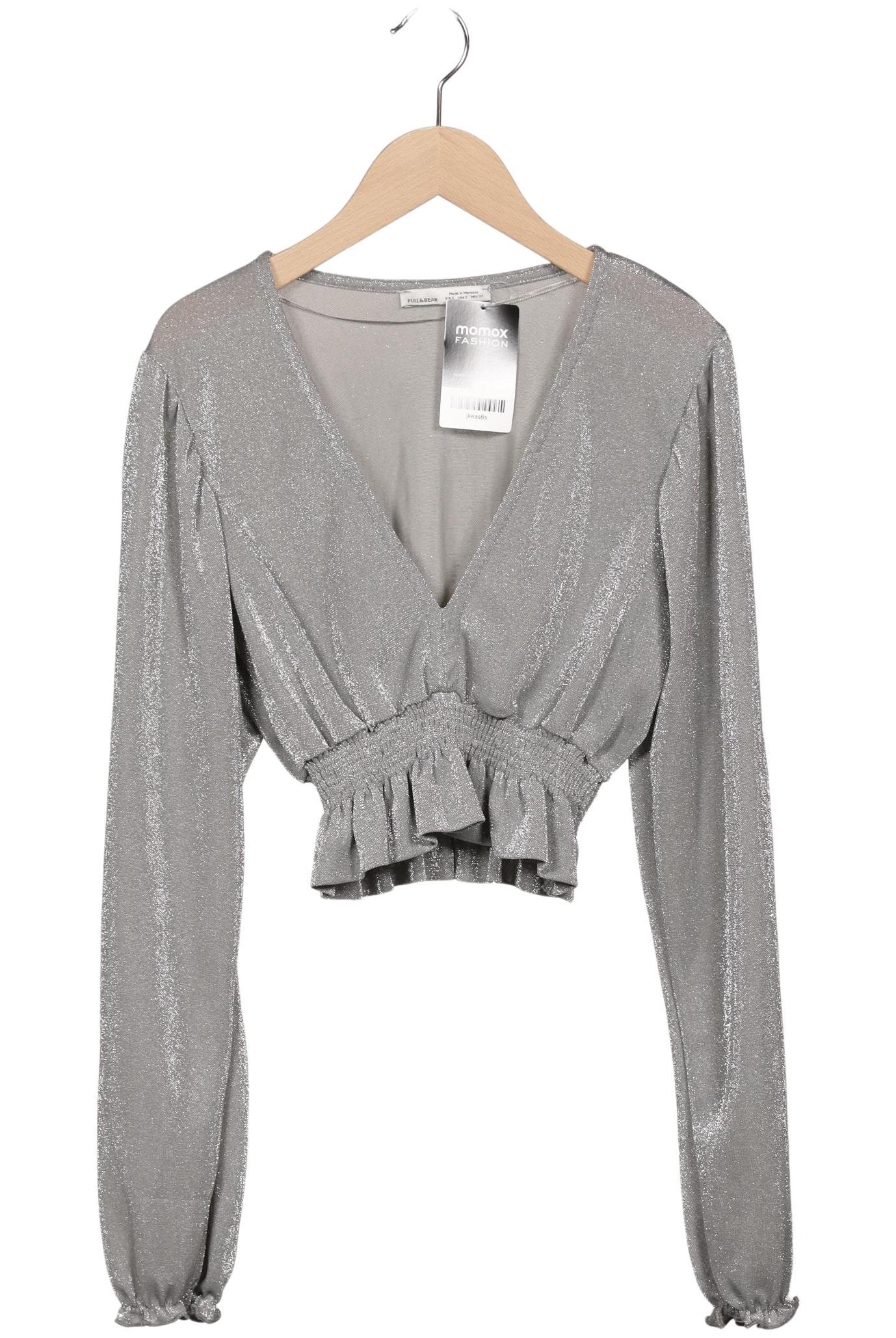 

Pull & Bear Damen Langarmshirt, silber, Gr. 36
