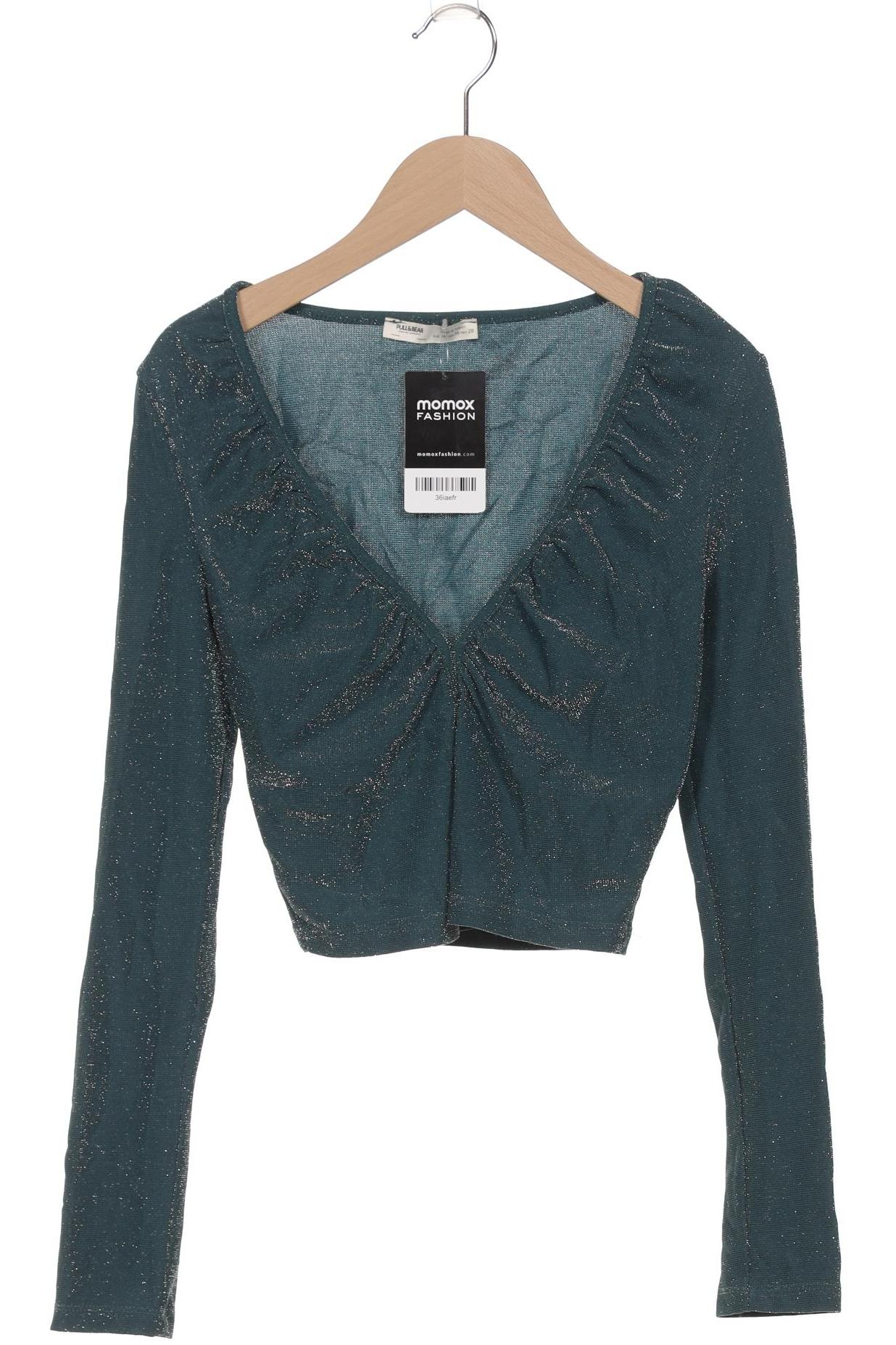 

Pull & Bear Damen Langarmshirt, türkis, Gr. 38