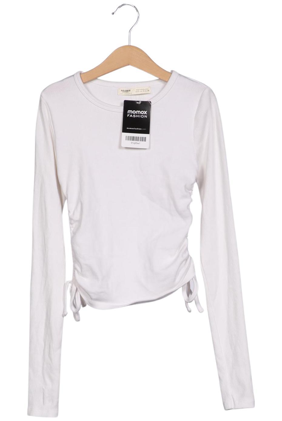 

Pull & Bear Damen Langarmshirt, weiß, Gr. 36