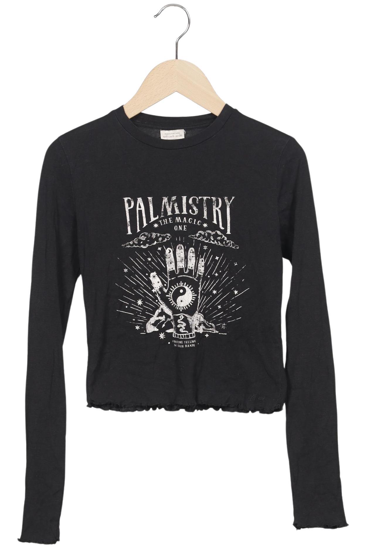 

Pull & Bear Damen Langarmshirt, schwarz, Gr. 36