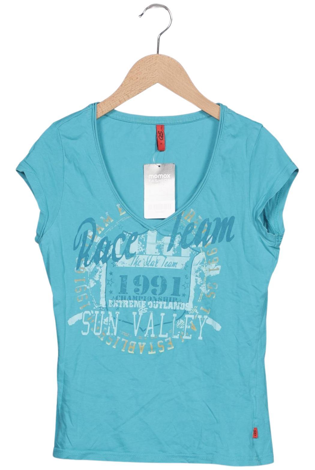 

QS by s.Oliver Damen T-Shirt, blau, Gr. 38