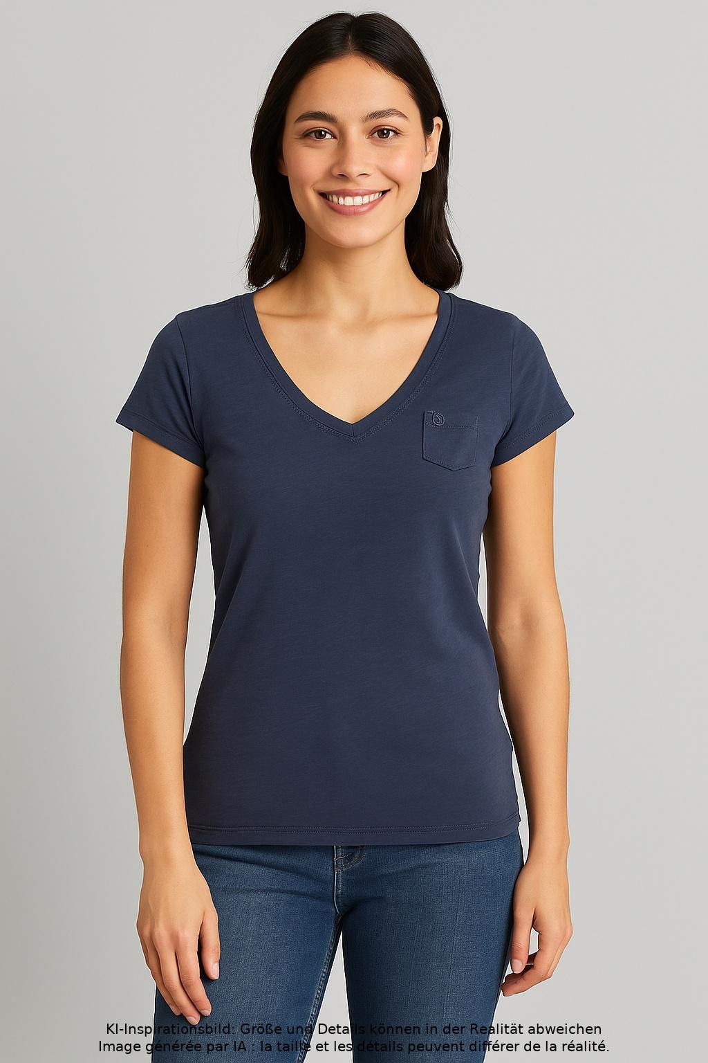

QS by s.Oliver Damen T-Shirt, marineblau, Gr. 36