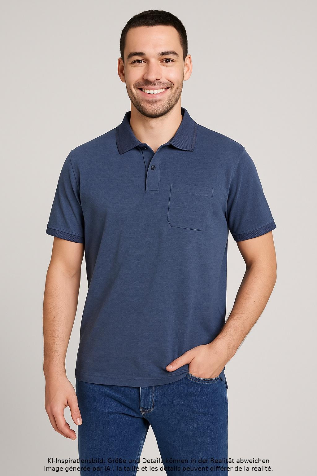 

ragman Herren Poloshirt, blau, Gr. 52