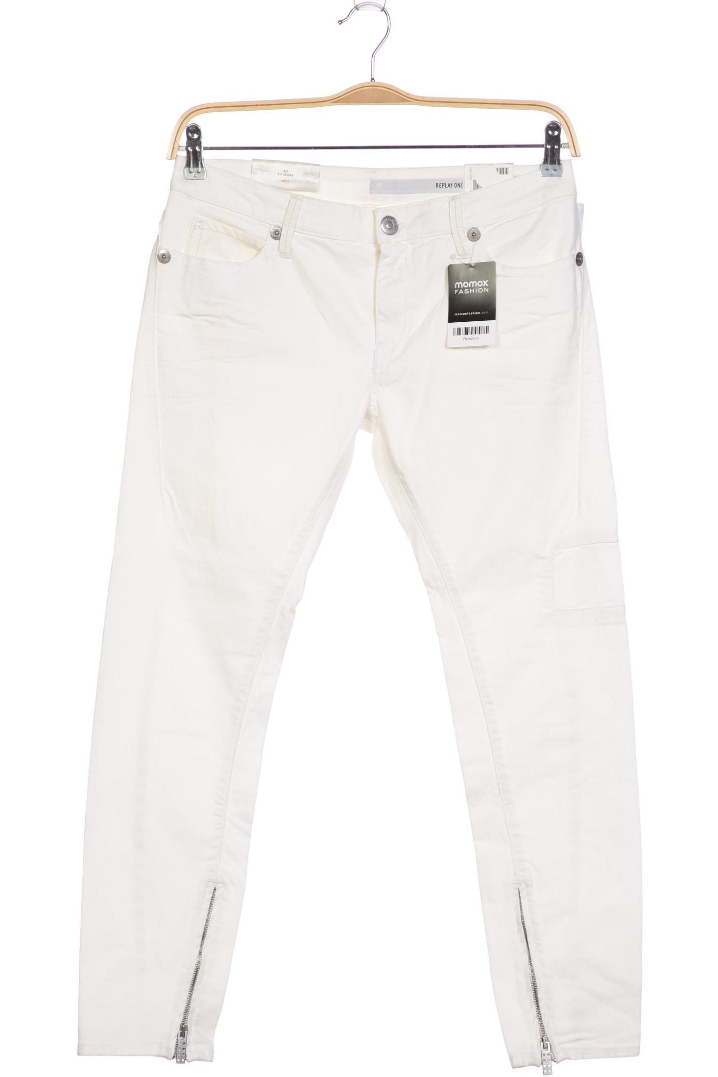 

Replay Damen Jeans, cremeweiß