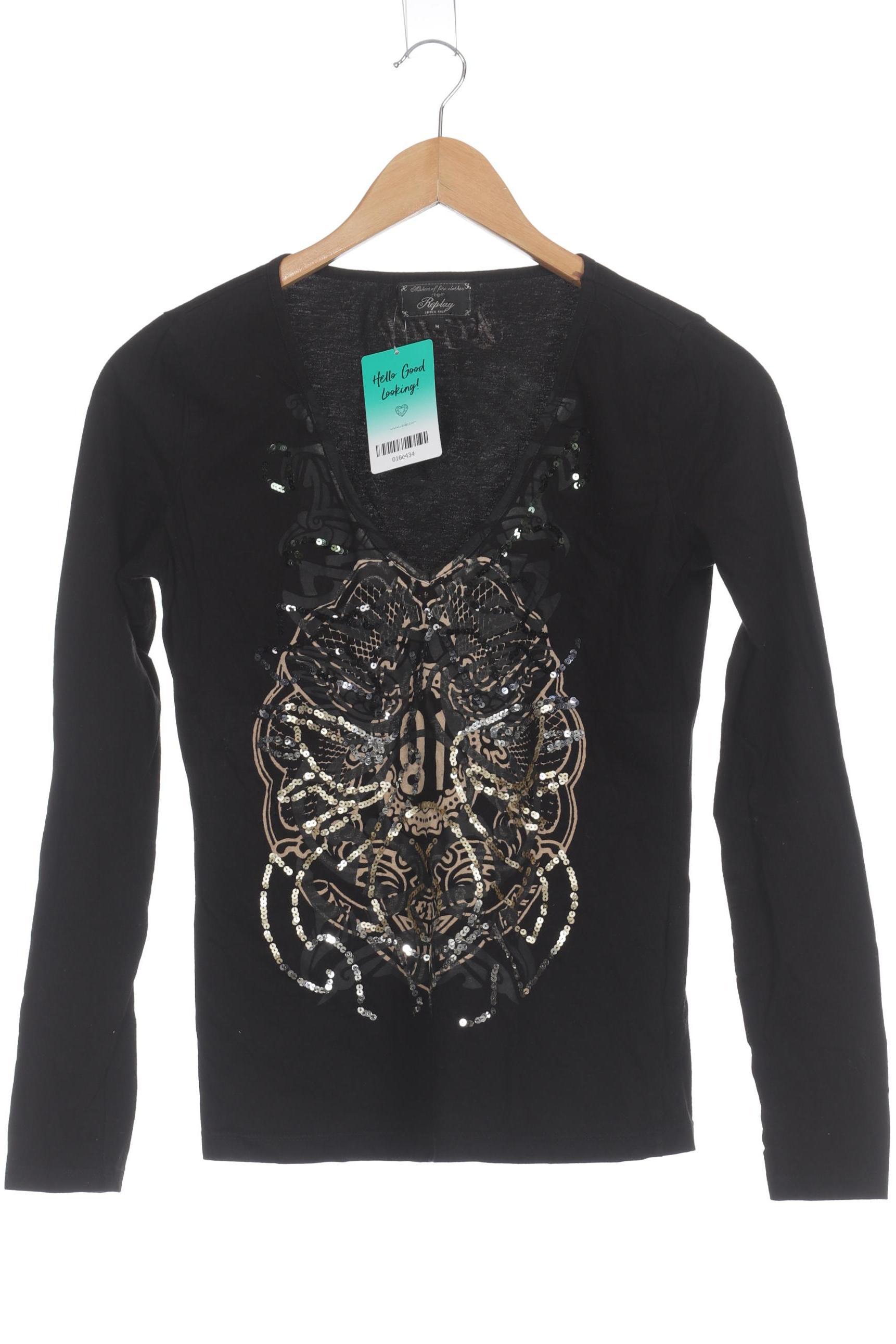 

Replay Damen Langarmshirt, schwarz, Gr.