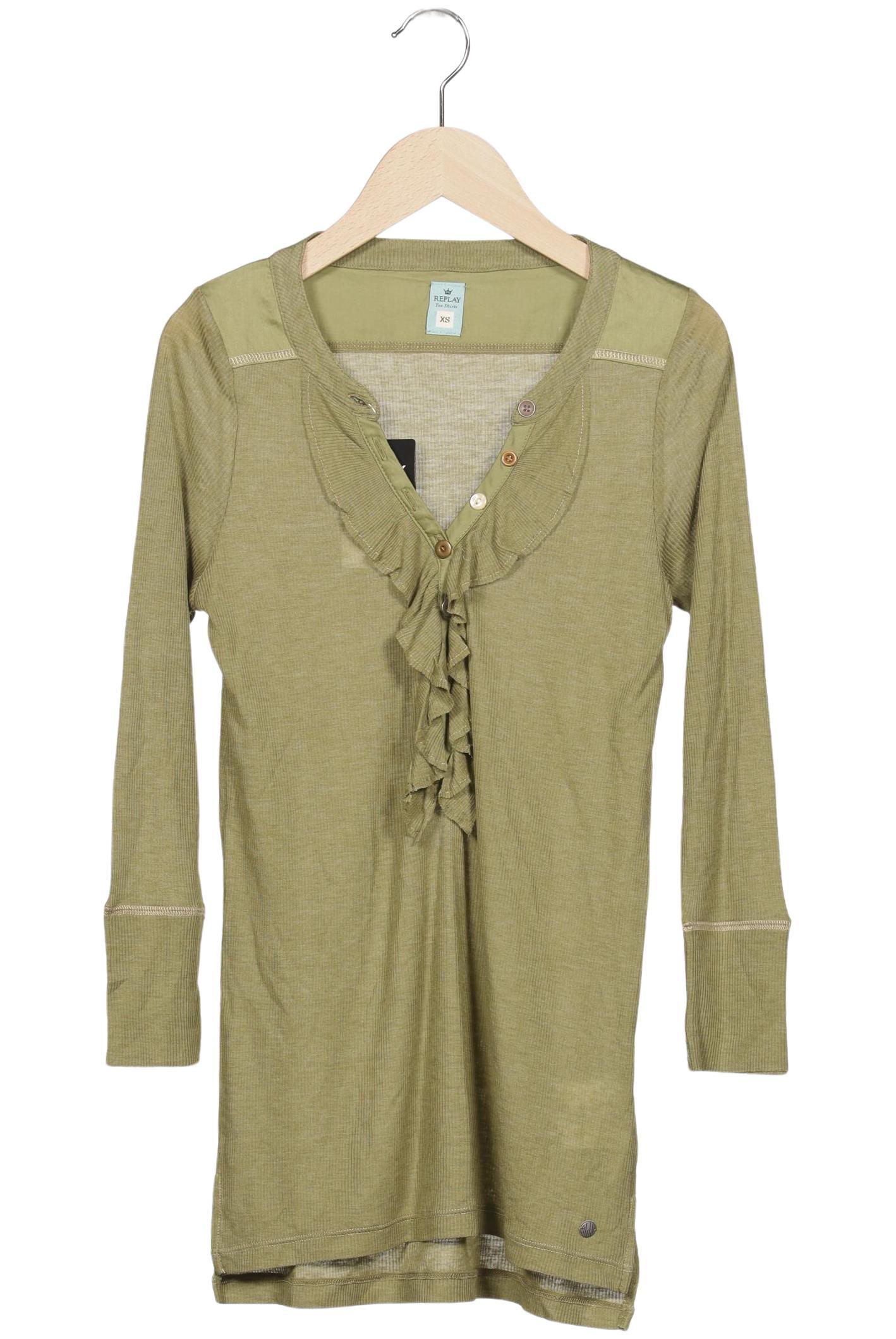

Replay Damen Langarmshirt, grün, Gr. 34