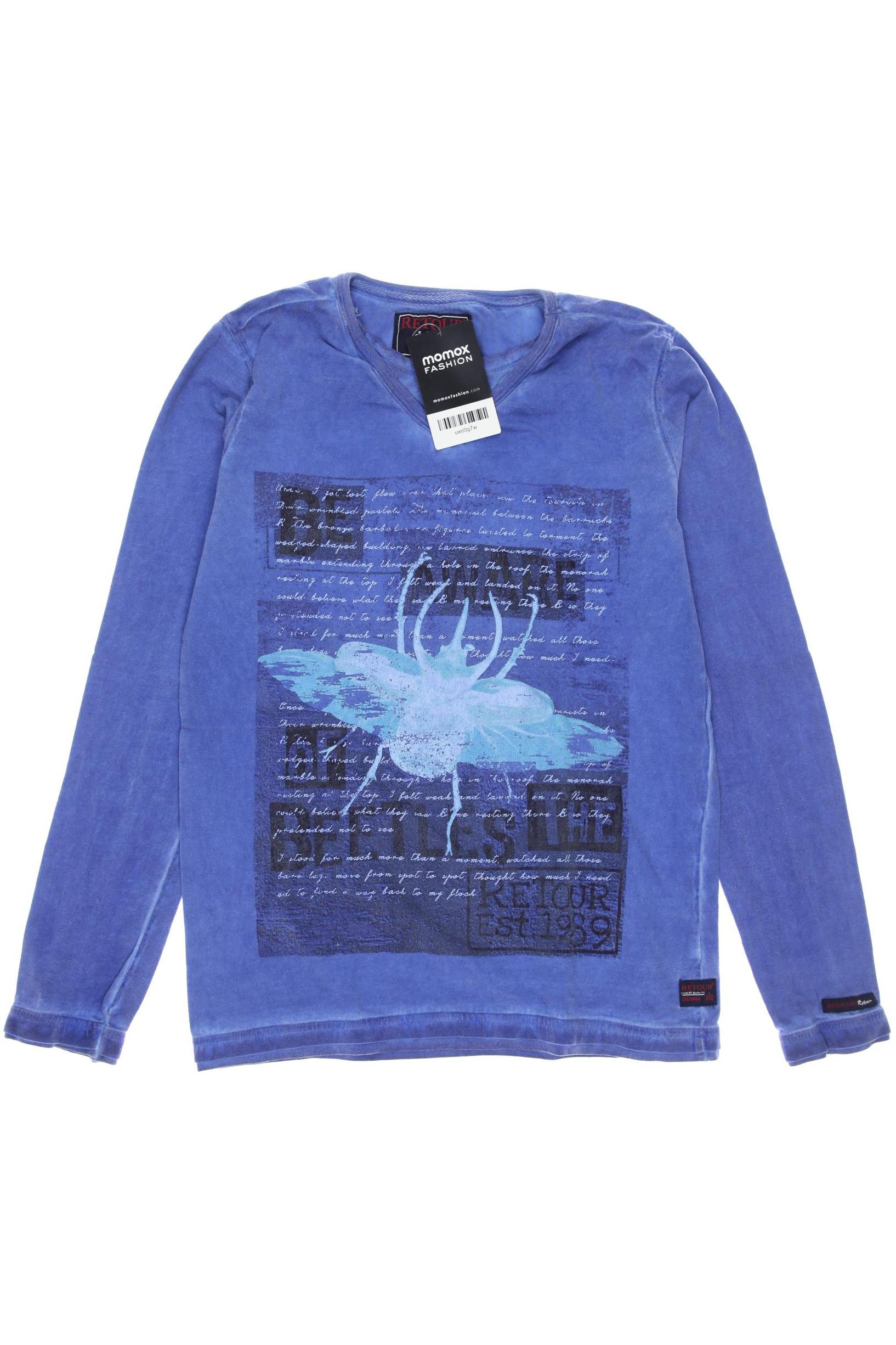 

Retour Denim de luxe Herren Langarmshirt, blau, Gr. 12