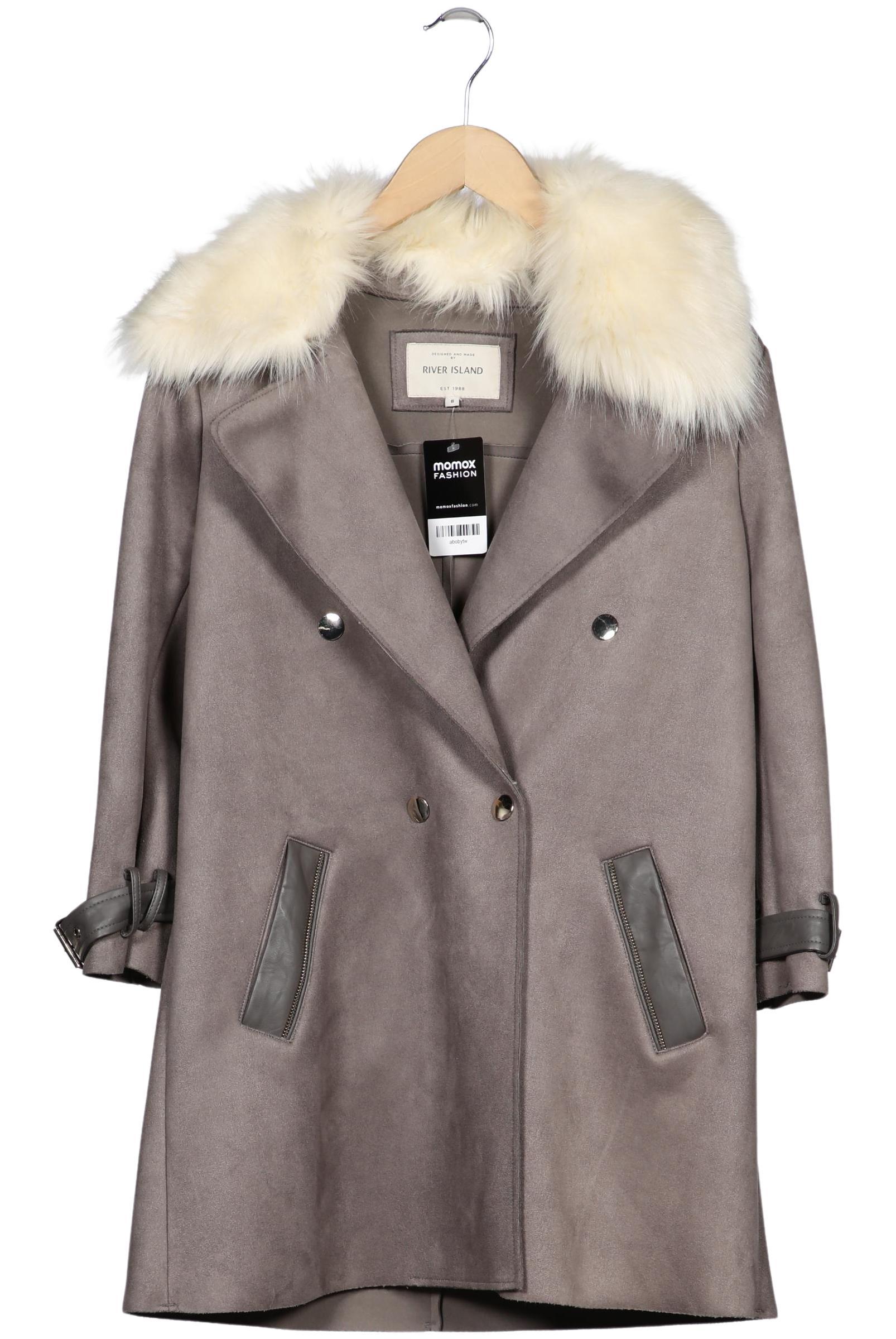 

River Island Damen Mantel, grau, Gr. 34