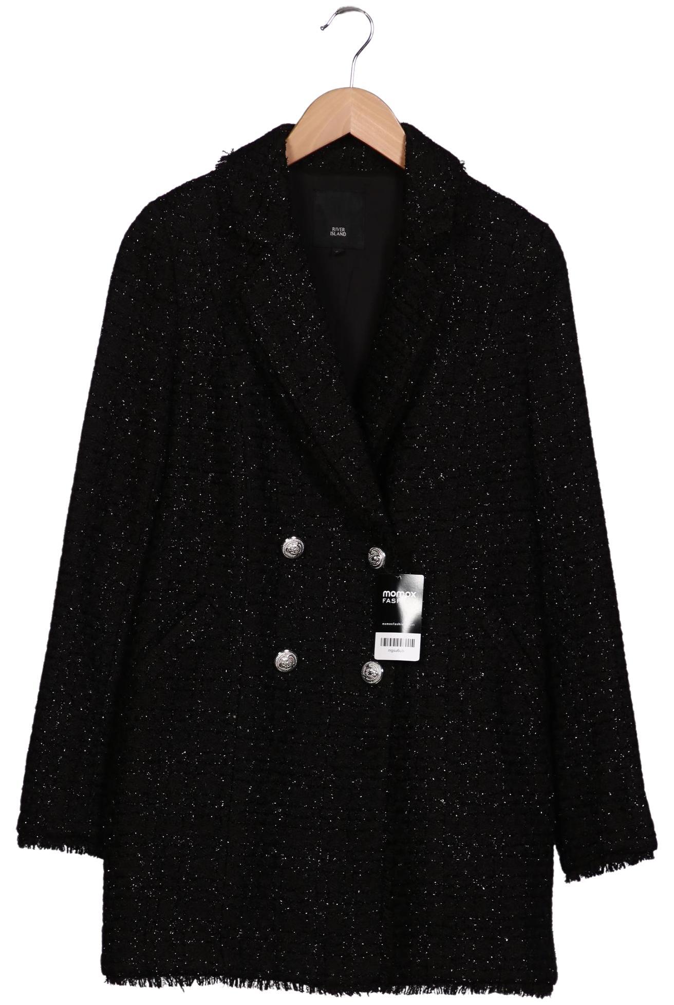 

River Island Damen Mantel, schwarz, Gr. 36