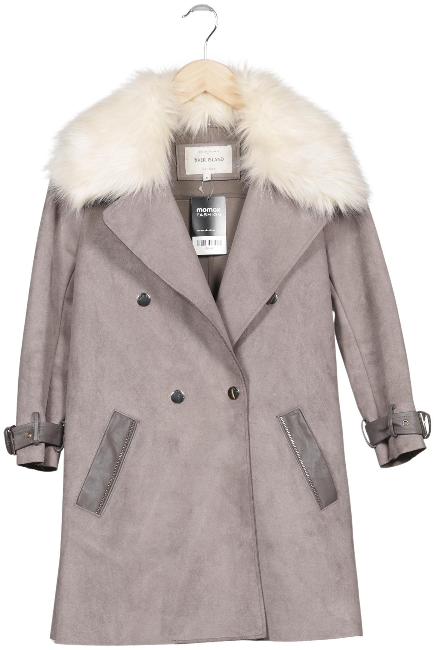 

River Island Damen Mantel, grau, Gr. 32