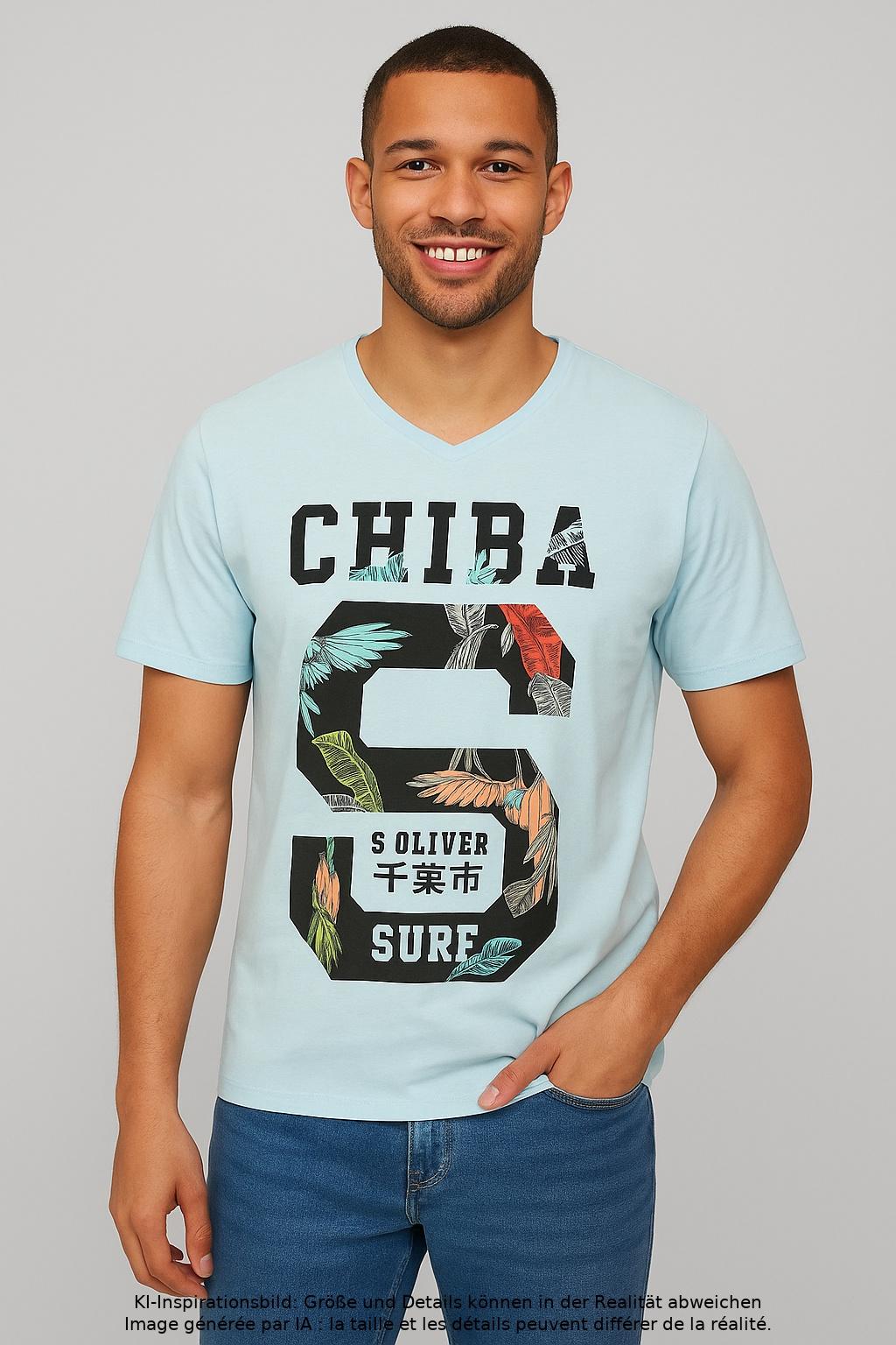 

s.Oliver Selection Herren T-Shirt, hellblau, Gr. 48