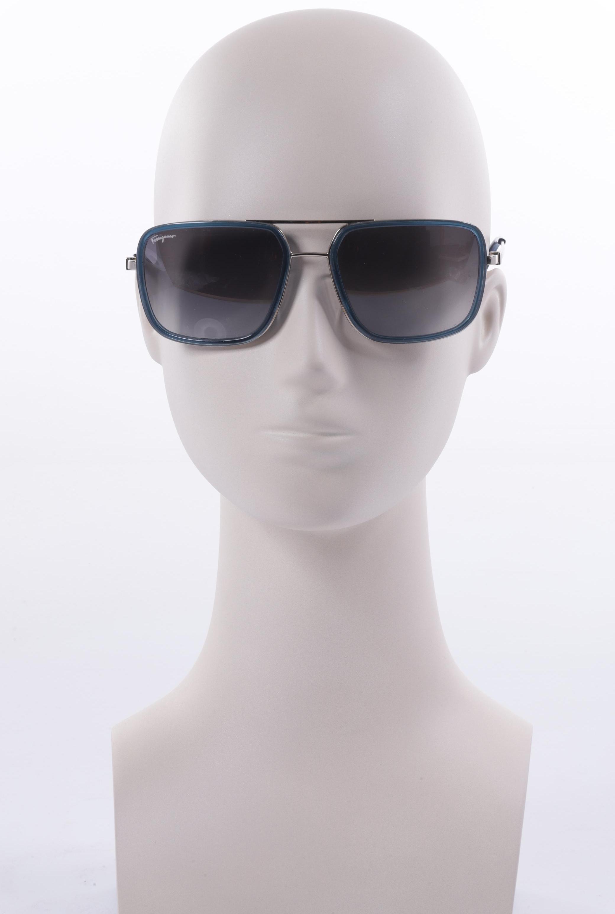 

Salvatore Ferragamo Herren Sonnenbrille, blau, Gr.