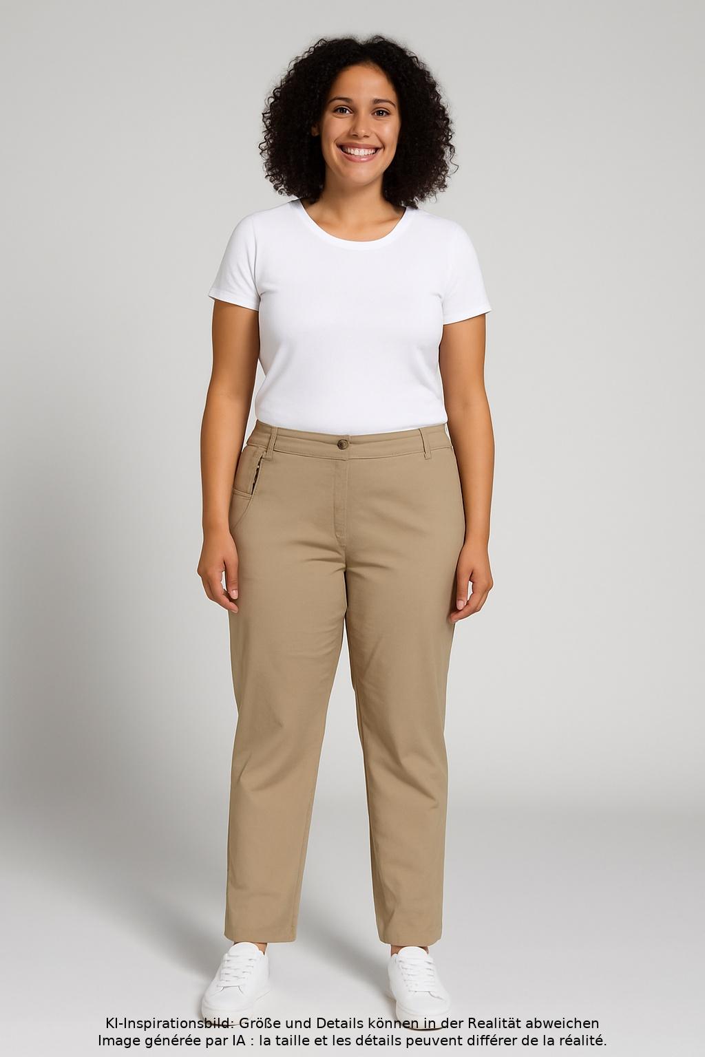 

Selection by Ulla Popken Damen Stoffhose, beige, Gr. 48