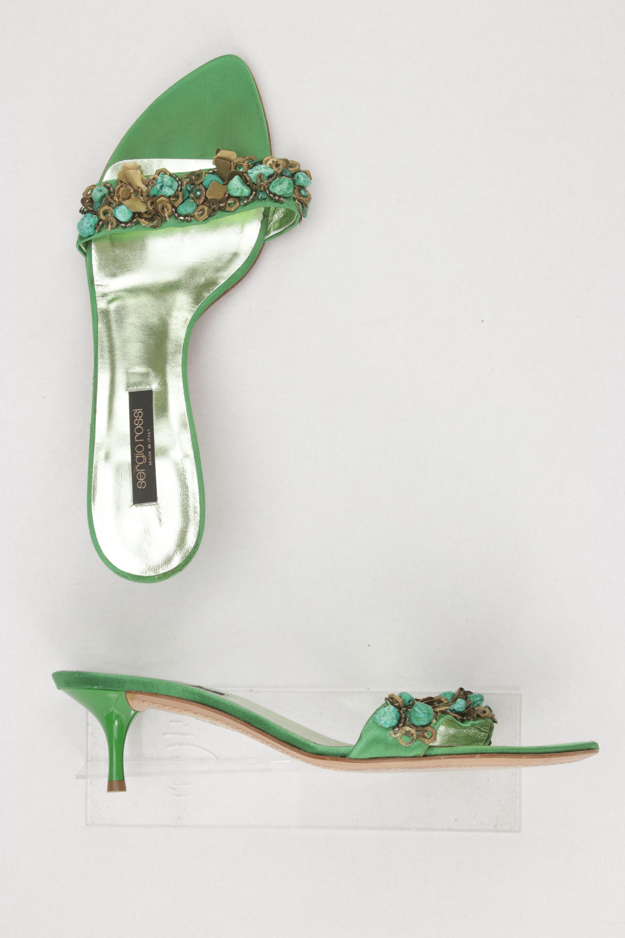

Sergio Rossi Damen Sandale, grün, Gr. 38