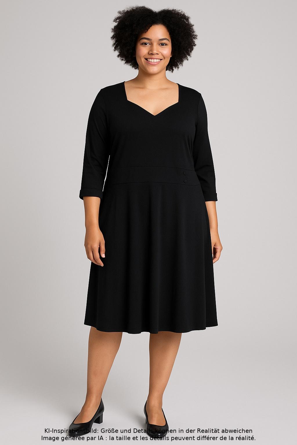 

sheego Damen Kleid, schwarz, Gr. 46