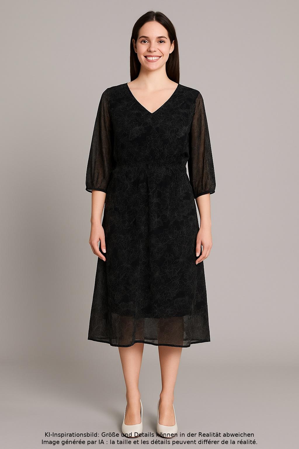 

sheego Damen Kleid, schwarz, Gr. 24