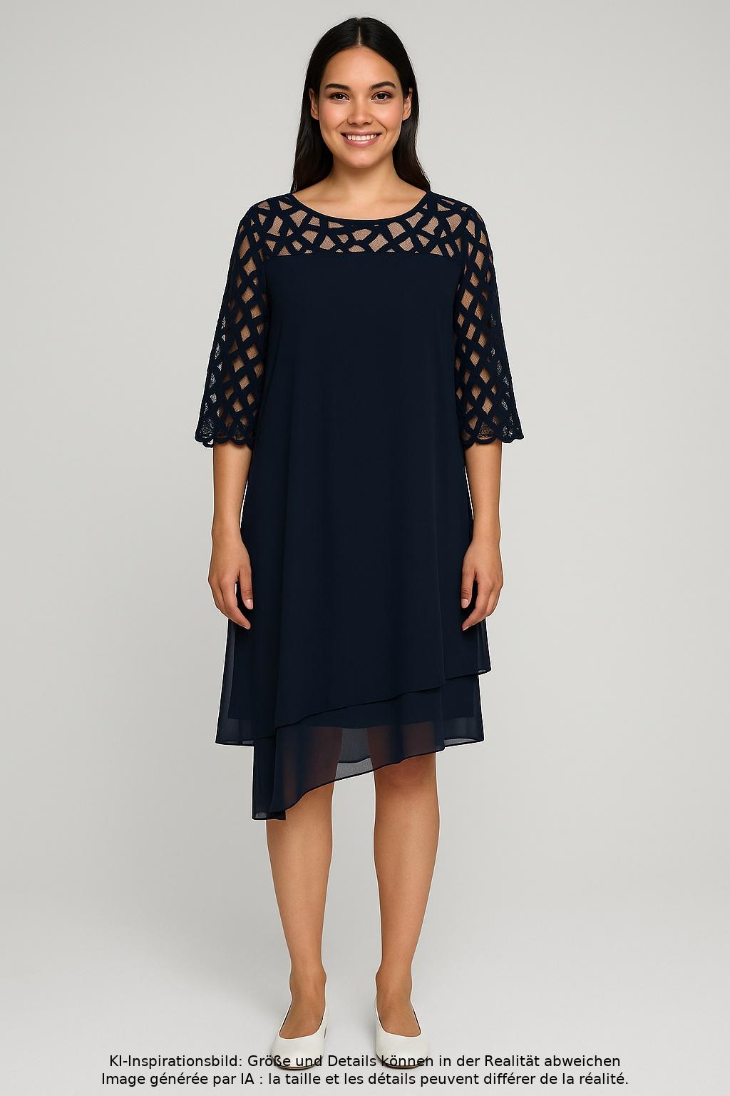 

sheego Damen Kleid, marineblau, Gr. 40