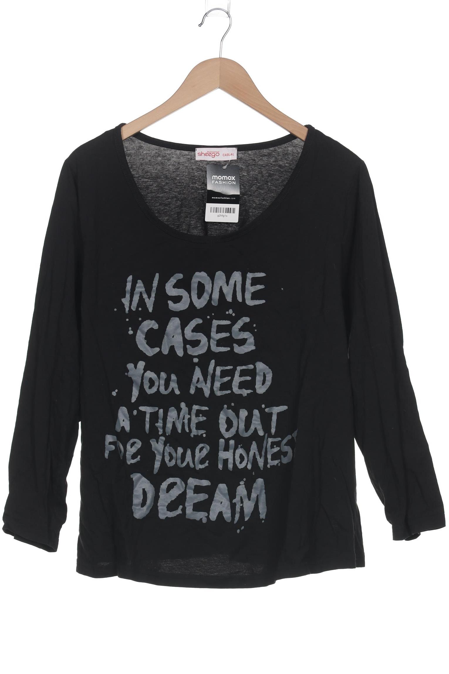 

sheego Damen Langarmshirt, schwarz, Gr. 48