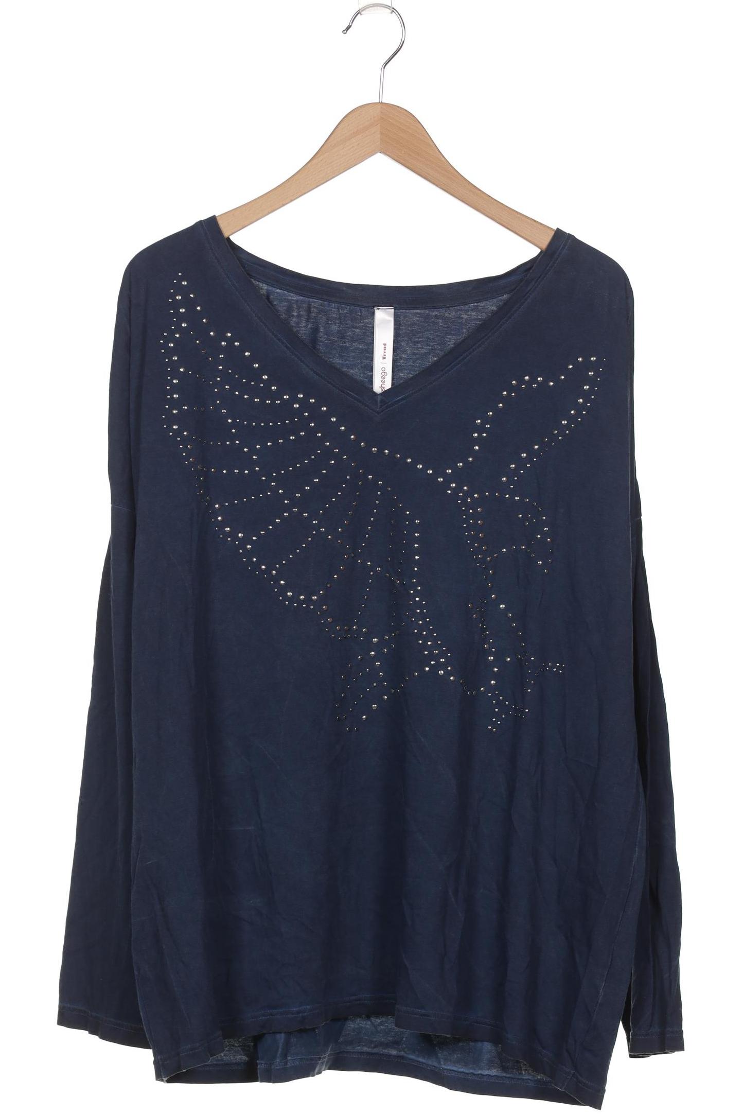 

sheego Damen Langarmshirt, marineblau, Gr. 48