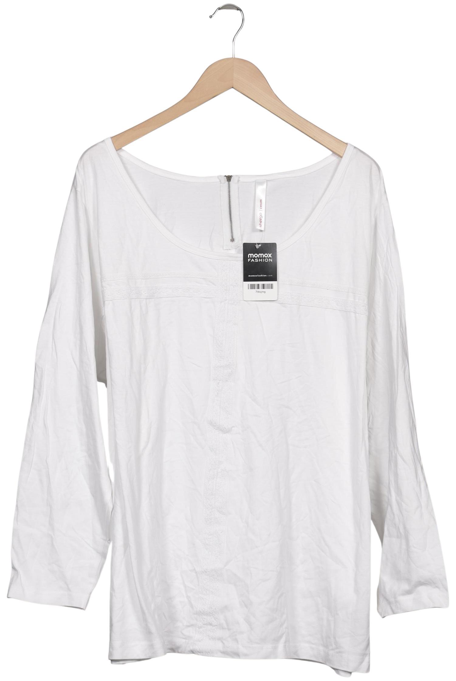 

sheego Damen Langarmshirt, weiß, Gr. 52