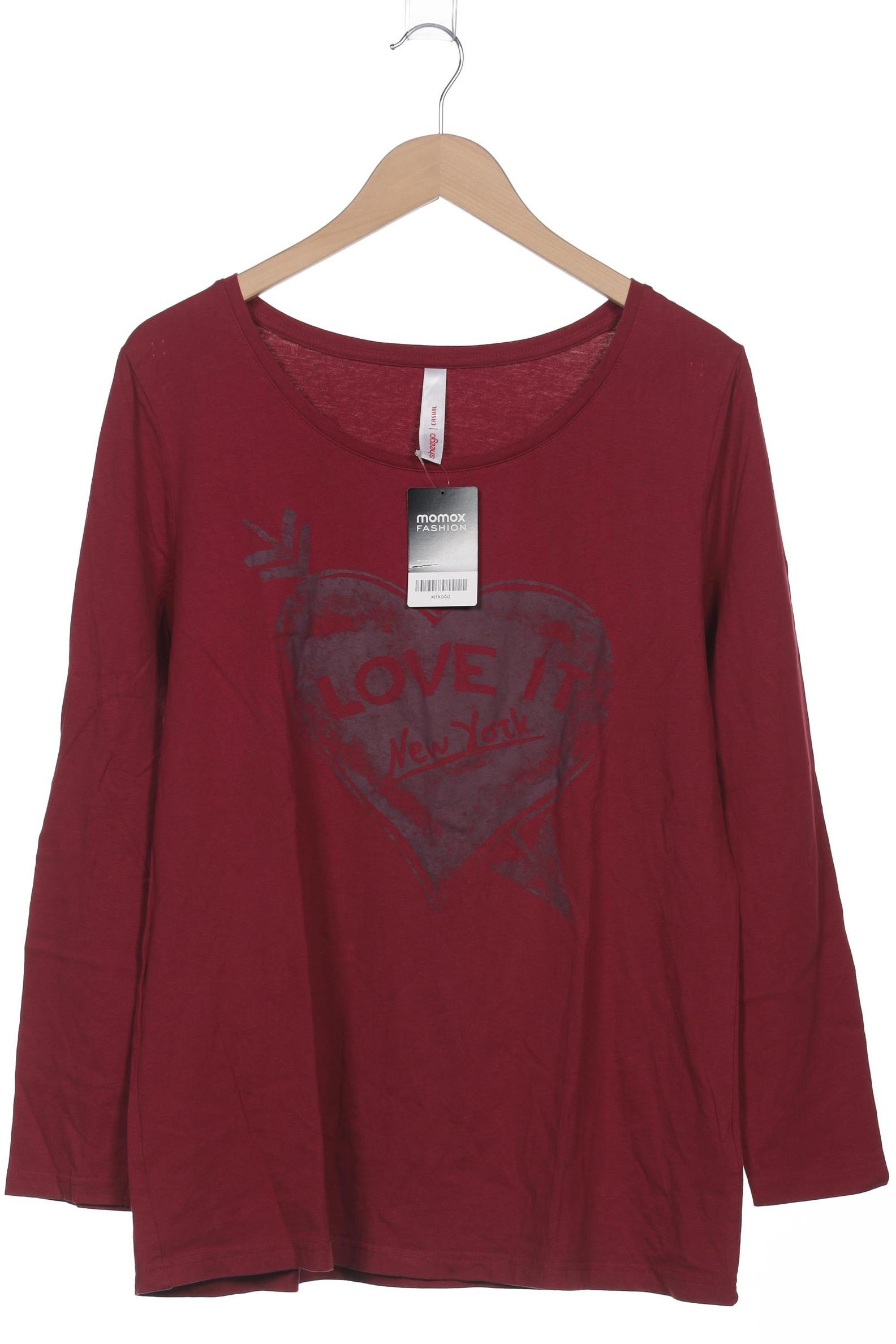 

sheego Damen Langarmshirt, bordeaux, Gr. 44