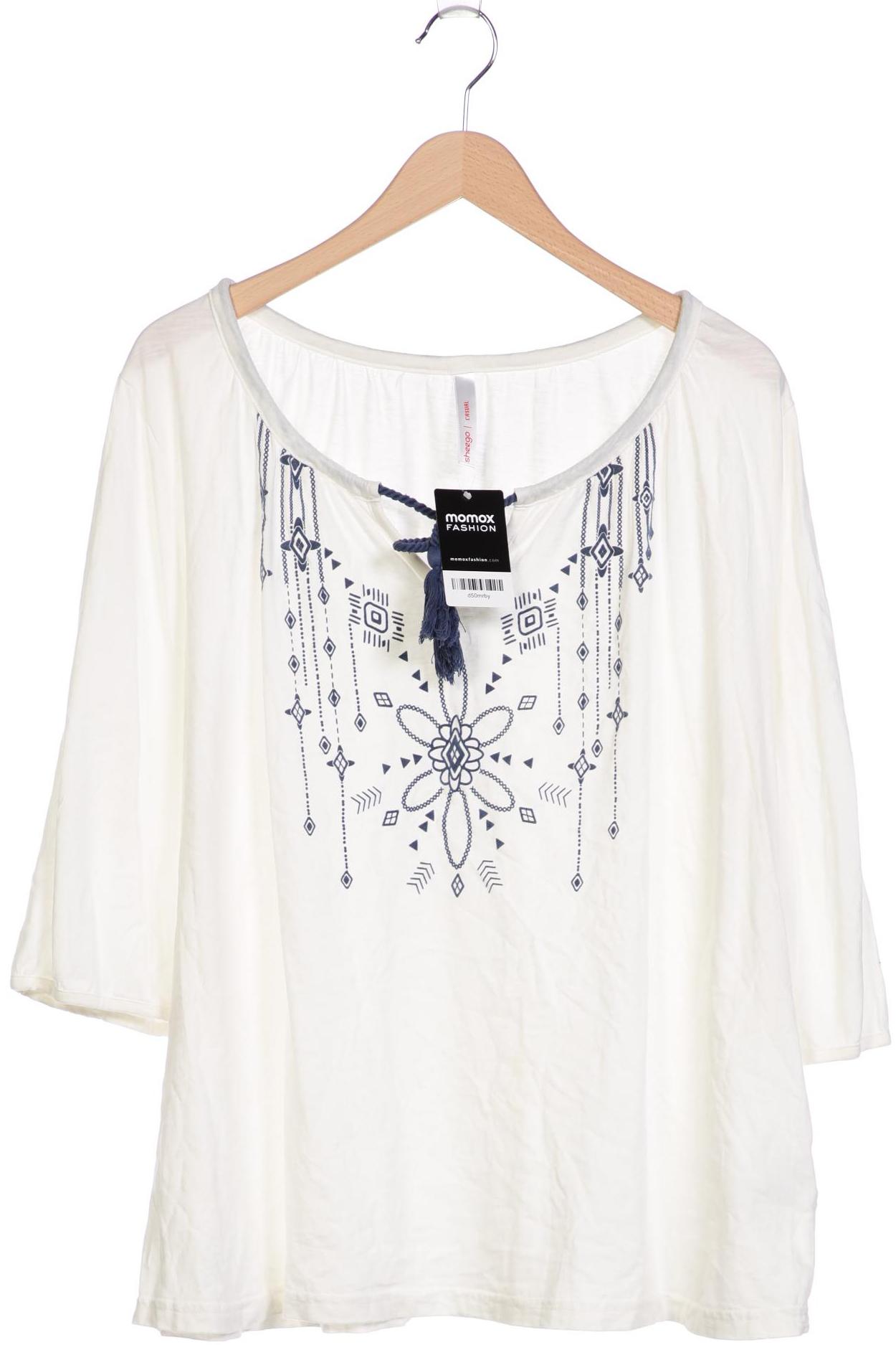 

sheego Damen Langarmshirt, weiß, Gr. 52