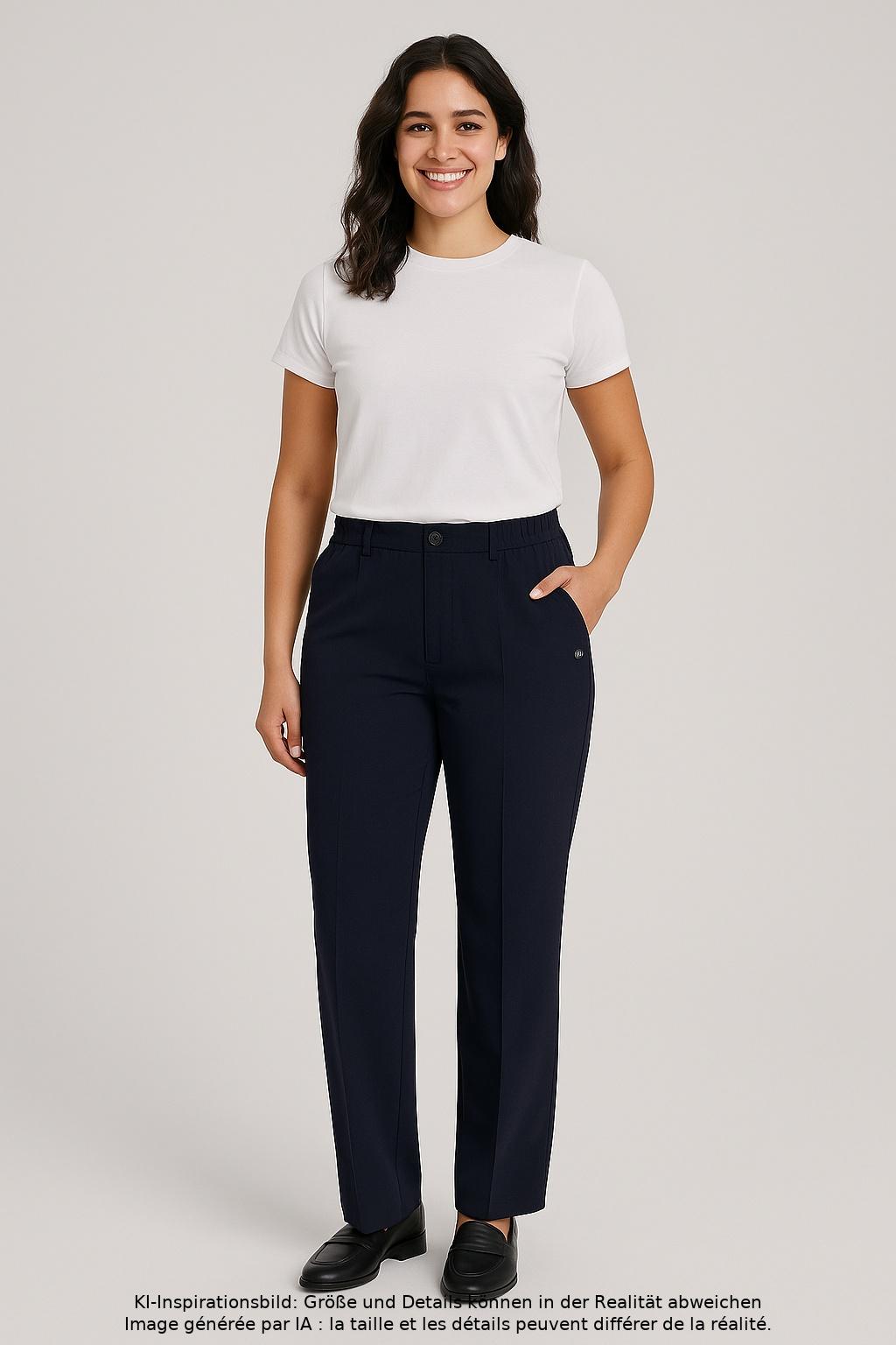 

sheego Damen Stoffhose, marineblau, Gr. 40