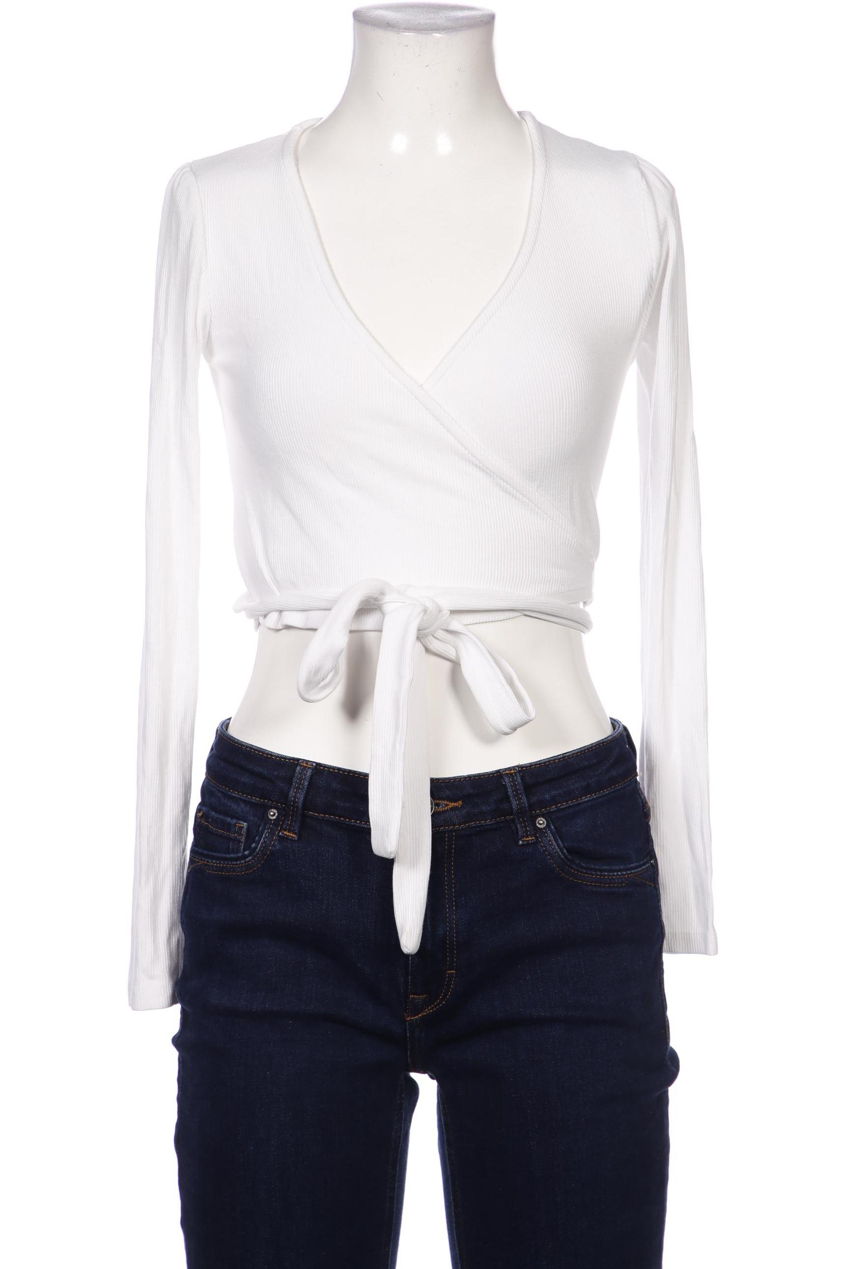

Stradivarius Damen Langarmshirt, weiß, Gr. 36
