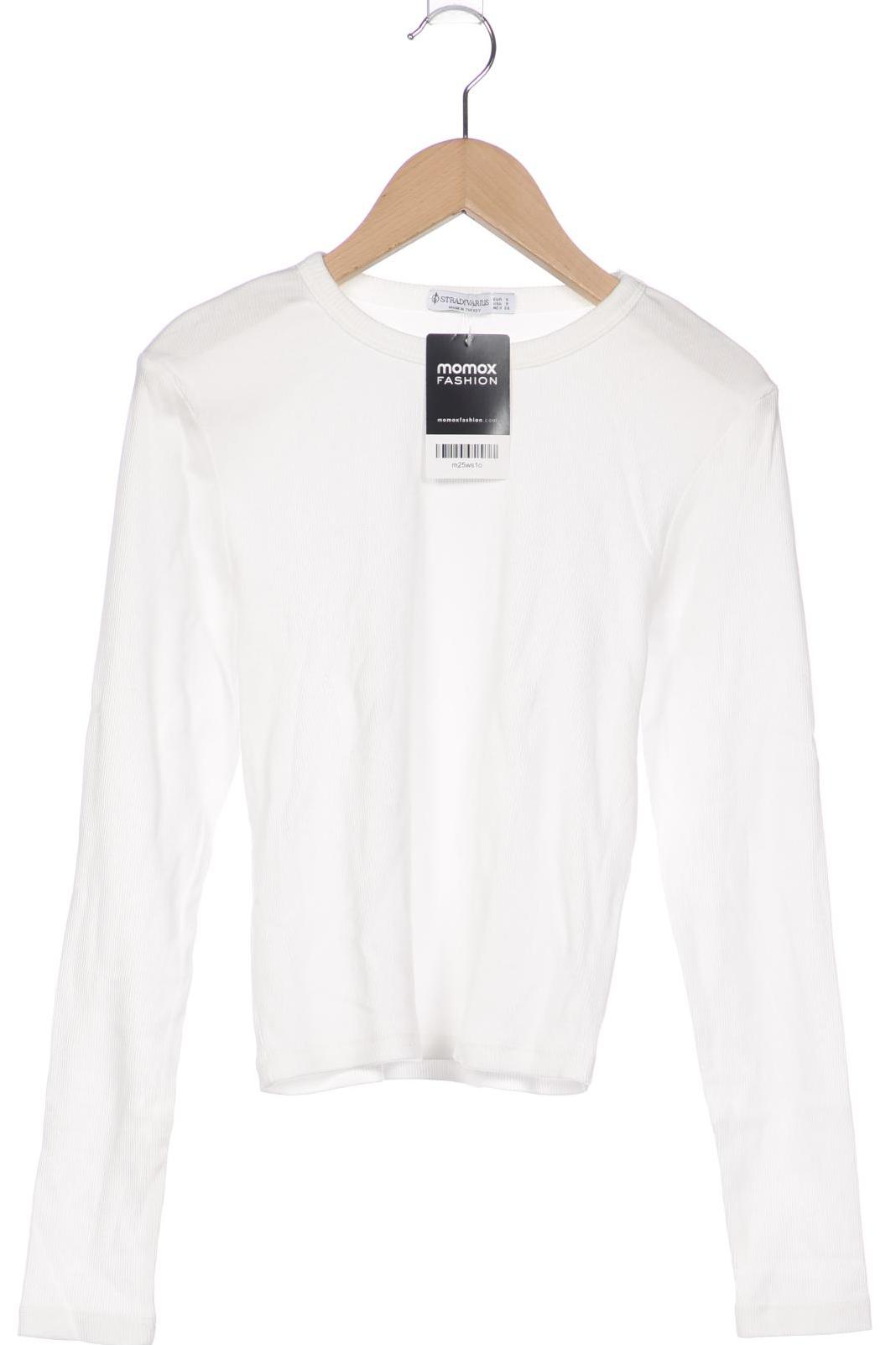 

Stradivarius Damen Langarmshirt, weiß, Gr. 36