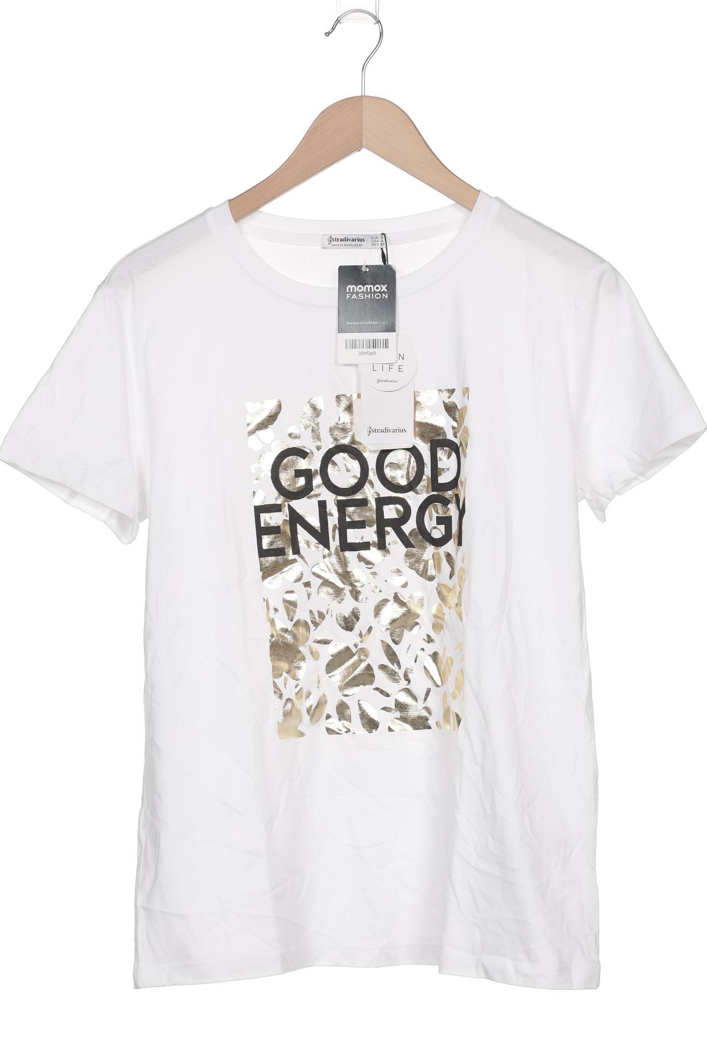 

Stradivarius Damen T-Shirt, weiß, Gr. 42