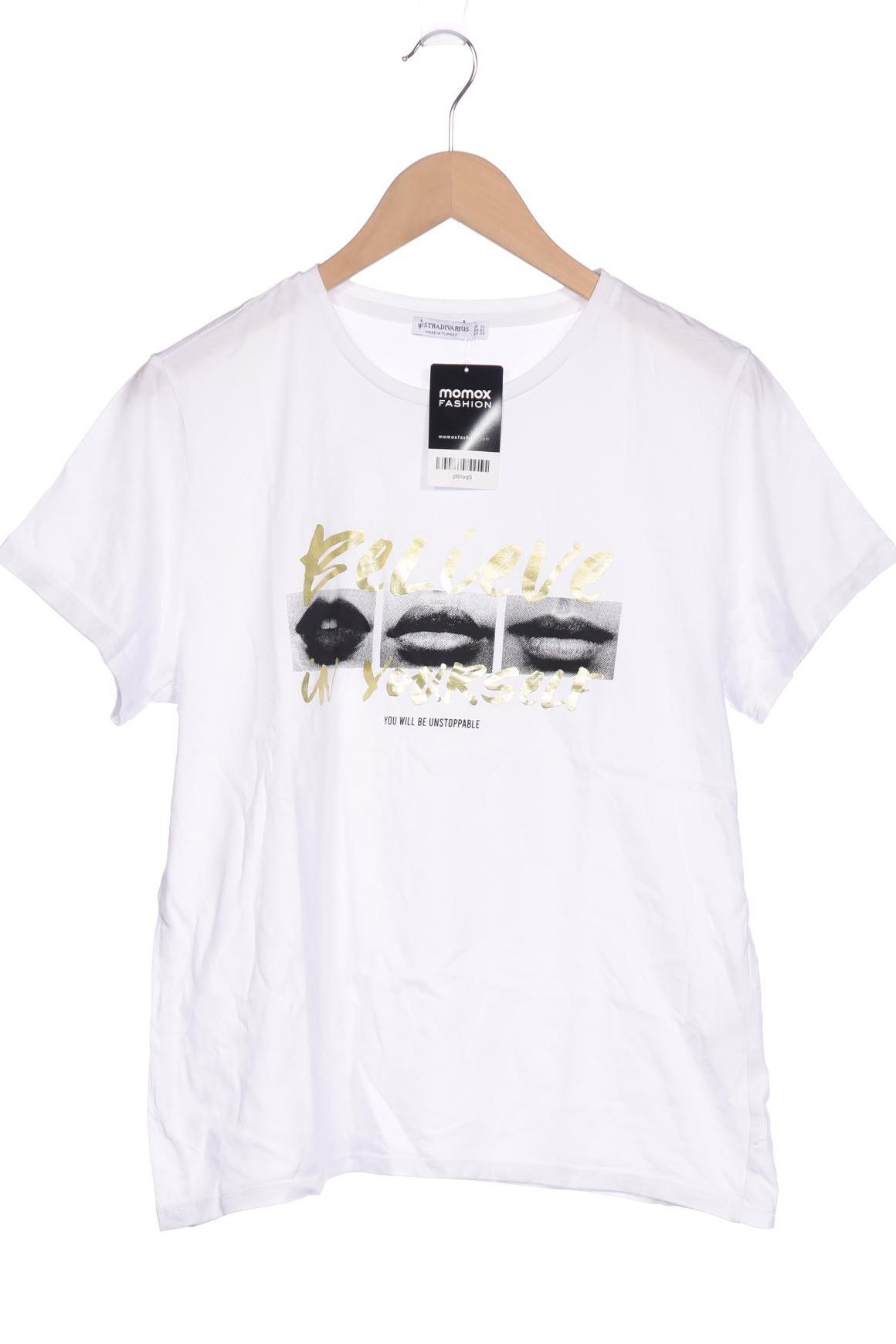

Stradivarius Damen T-Shirt, weiß, Gr. 44