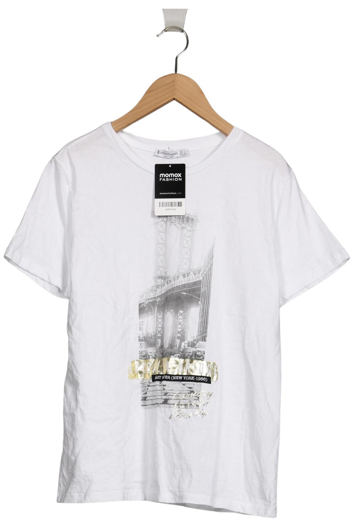 

Stradivarius Damen T-Shirt, weiß, Gr. 42