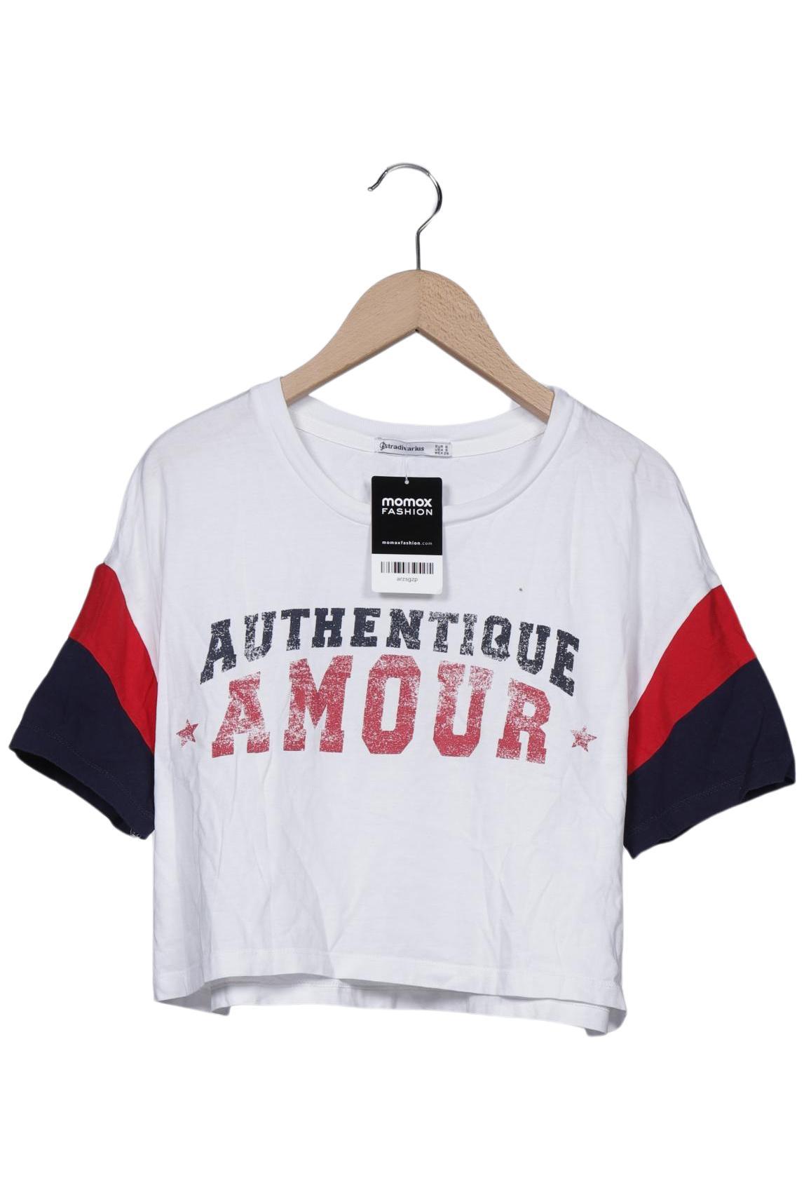 

Stradivarius Damen T-Shirt, weiß, Gr. 36