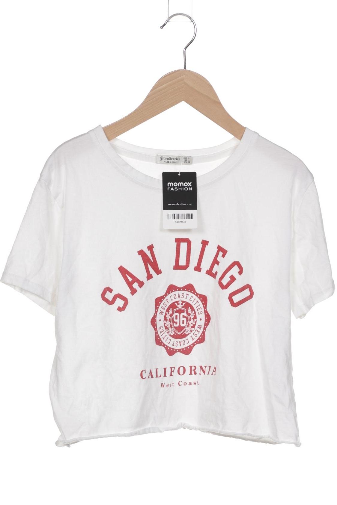 

Stradivarius Damen T-Shirt, weiß, Gr. 42