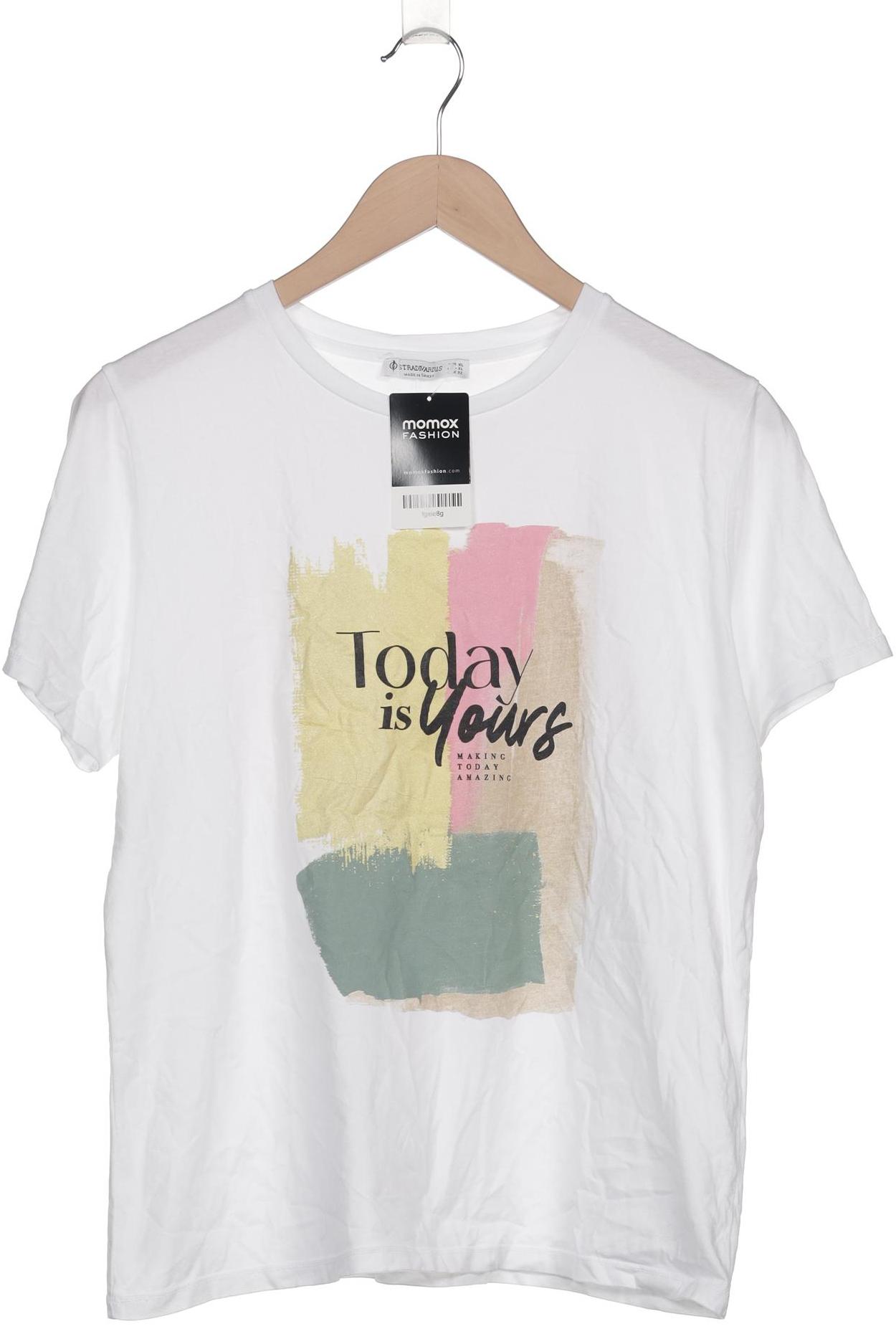 

Stradivarius Damen T-Shirt, weiß, Gr. 44