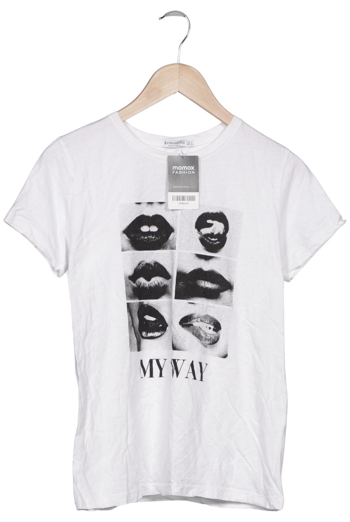 

Stradivarius Damen T-Shirt, weiß, Gr. 36