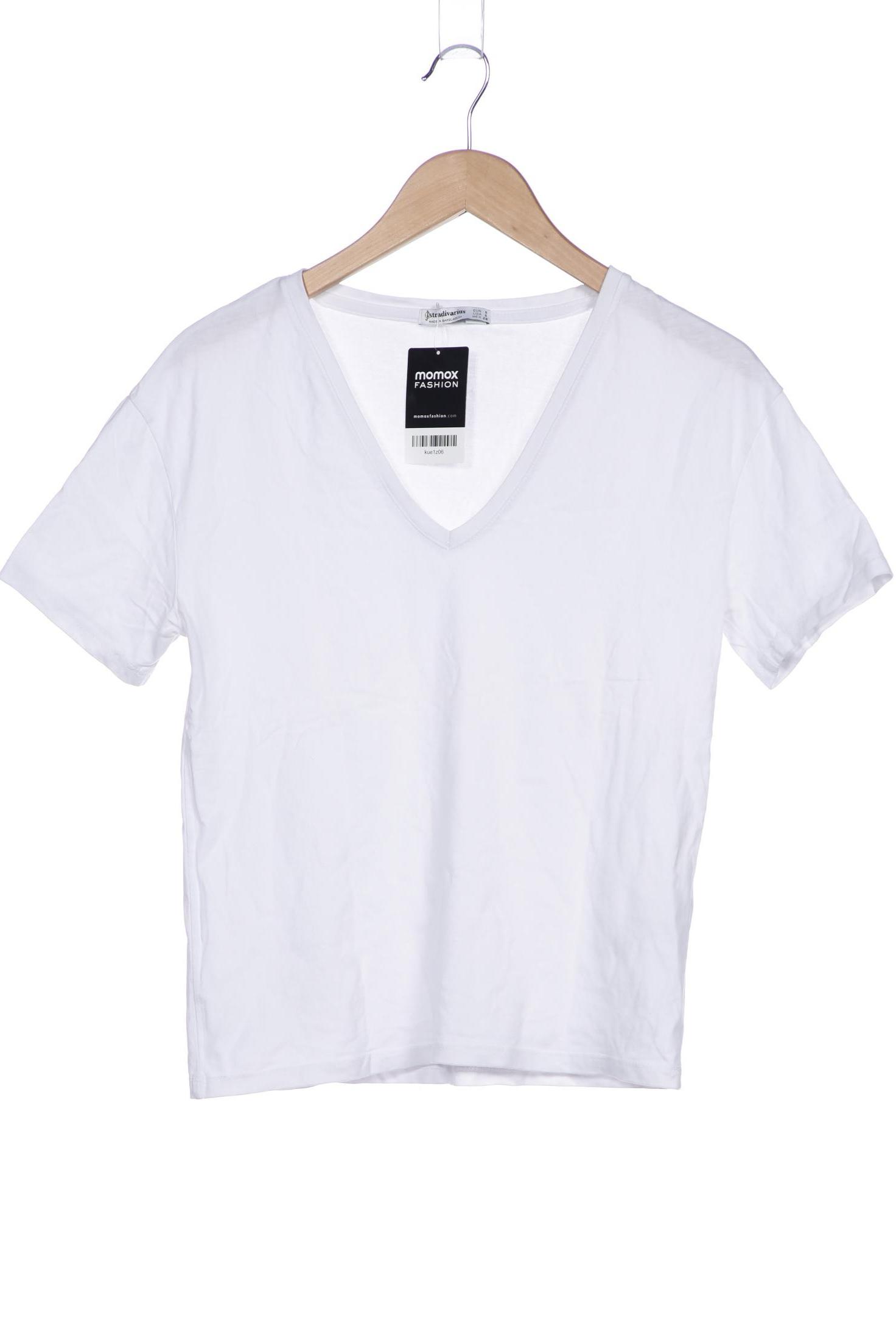 

Stradivarius Damen T-Shirt, weiß, Gr. 36