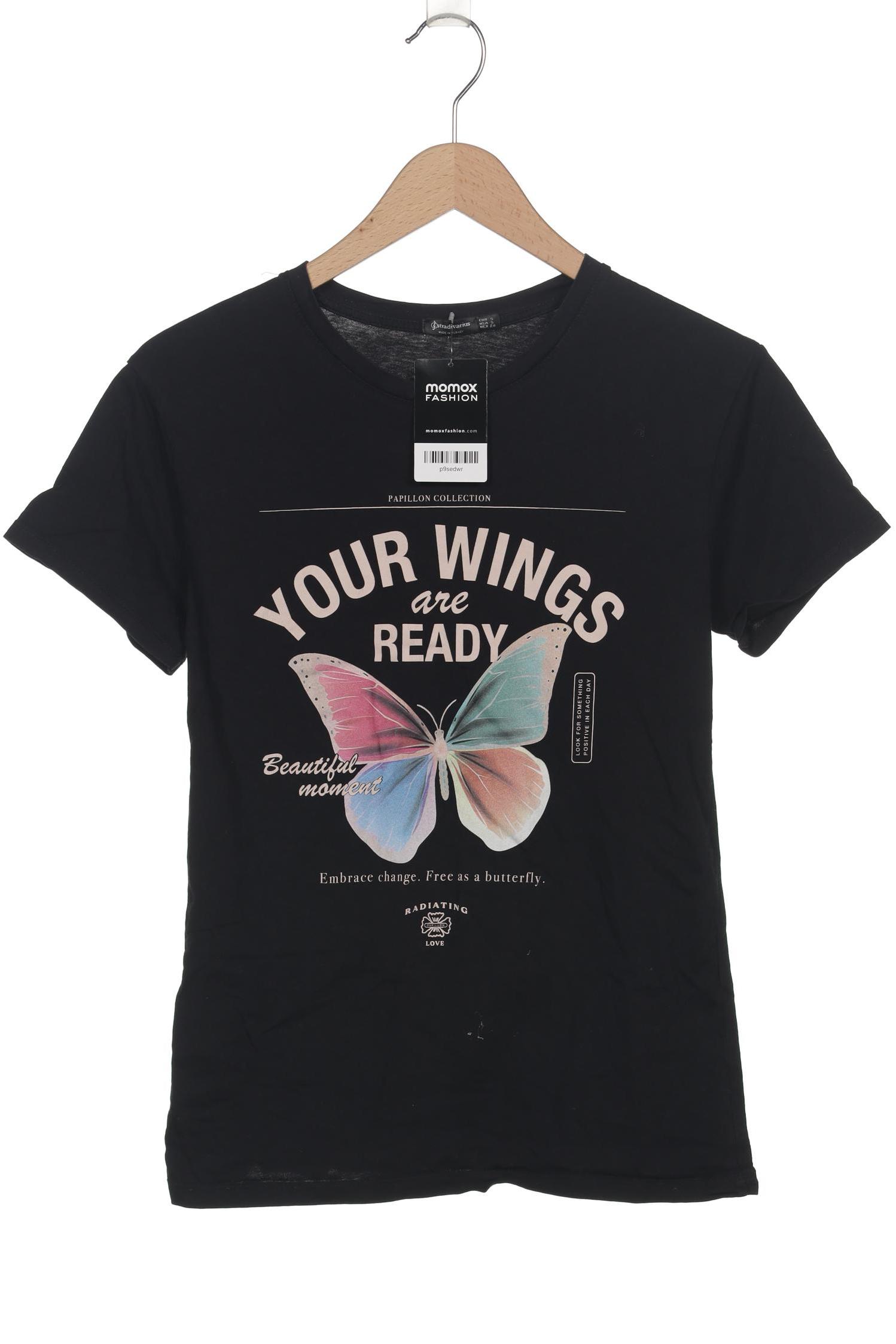 

Stradivarius Damen T-Shirt, schwarz, Gr. 36