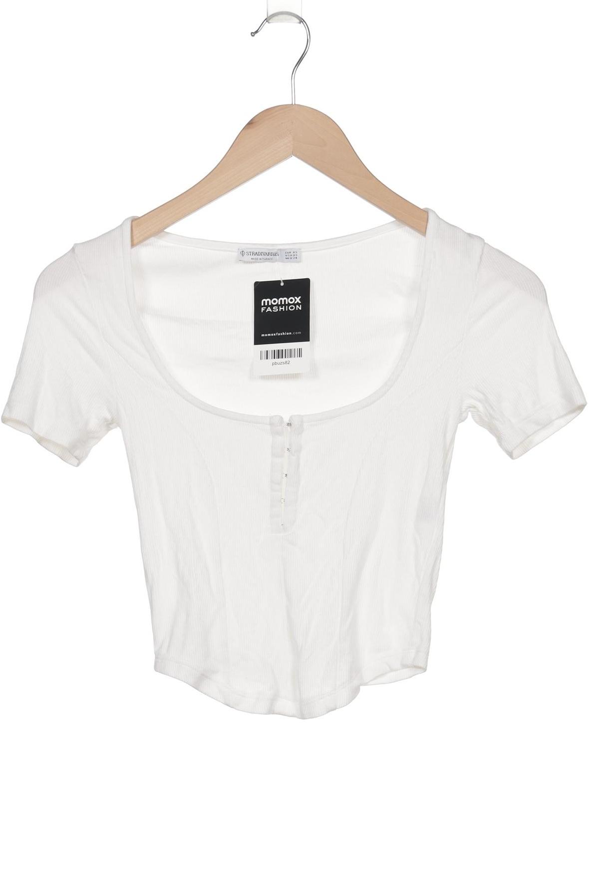 

Stradivarius Damen T-Shirt, weiß, Gr. 34