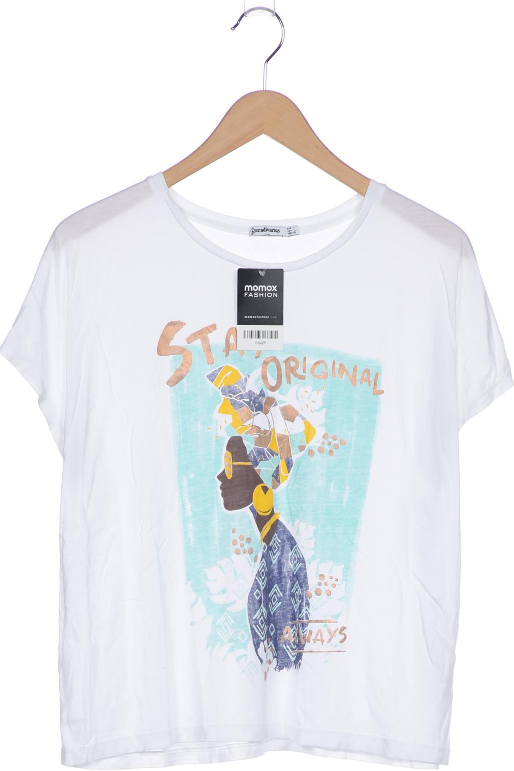 

Stradivarius Damen T-Shirt, weiß, Gr. 42