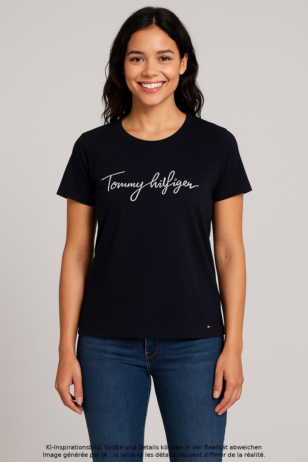 

Tommy Hilfiger Damen T-Shirt, marineblau, Gr. 48