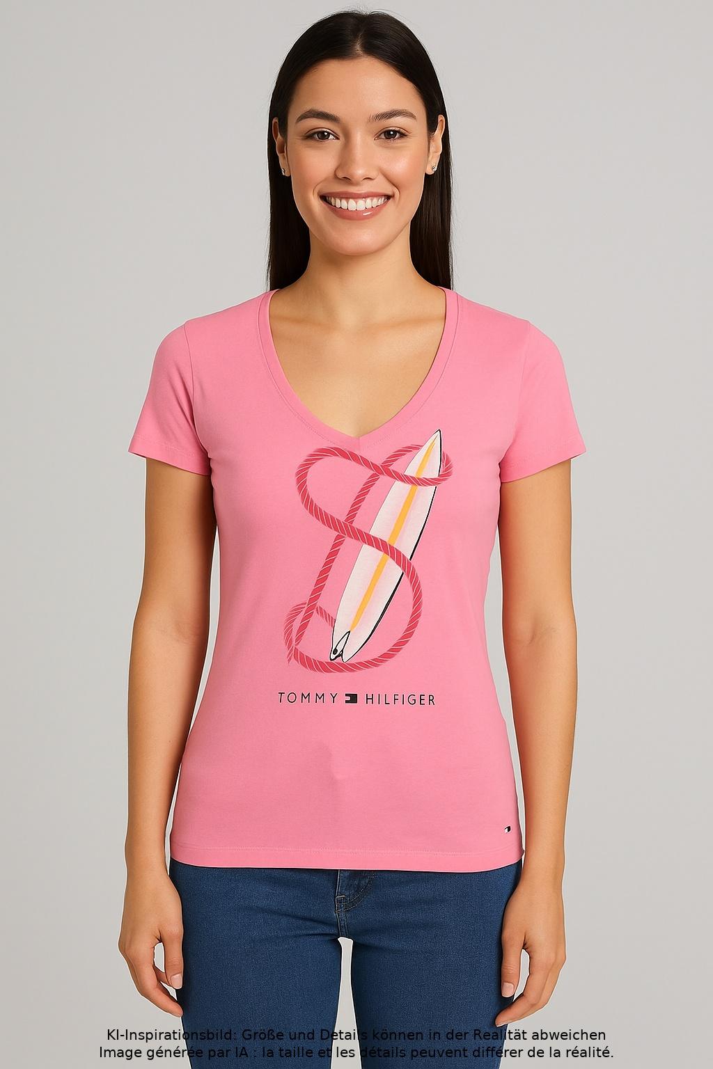 

Tommy Hilfiger Damen T-Shirt, pink, Gr. 34