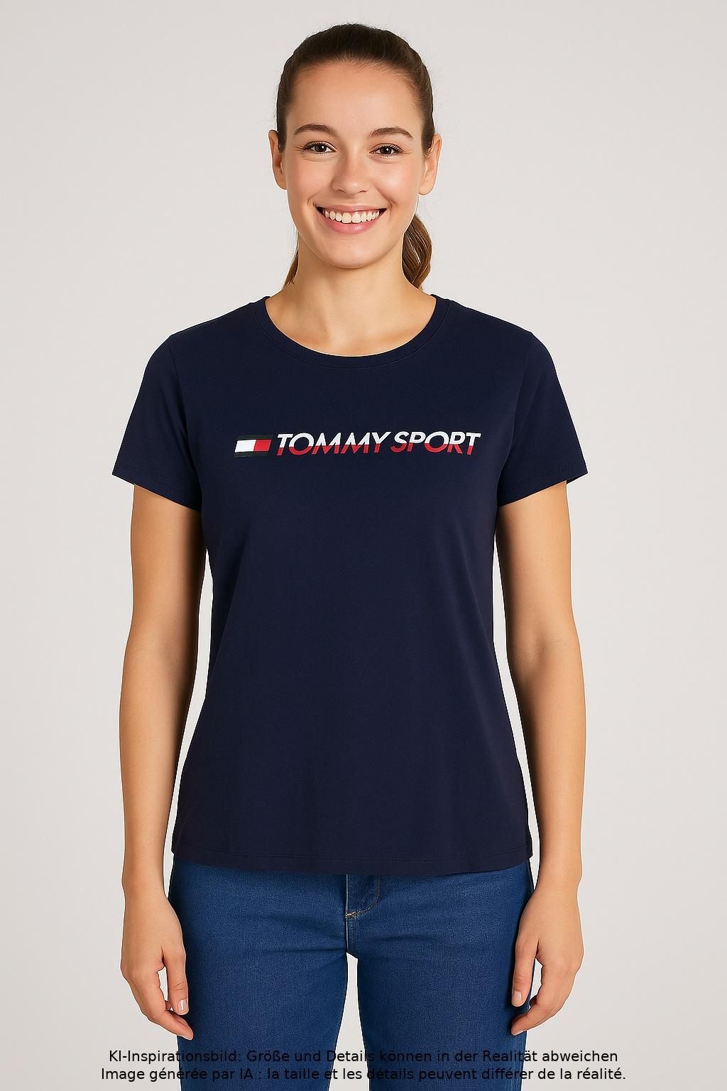 

Tommy Hilfiger Damen T-Shirt, marineblau, Gr. 34