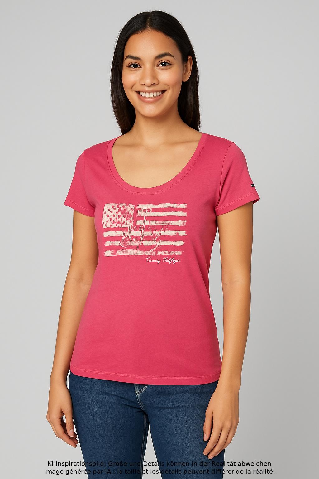 

Tommy Hilfiger Damen T-Shirt, pink, Gr. 34