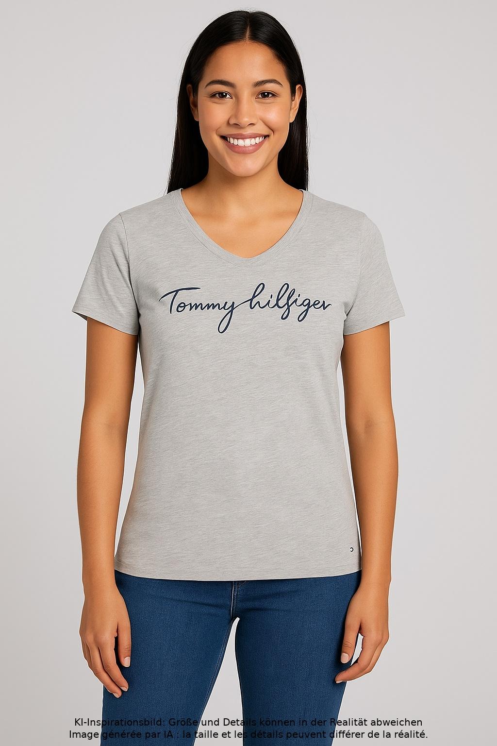 

Tommy Hilfiger Damen T-Shirt, grau, Gr. 34