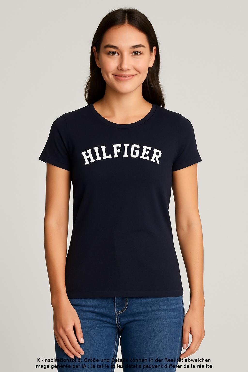 

Tommy Hilfiger Damen T-Shirt, marineblau, Gr. 34