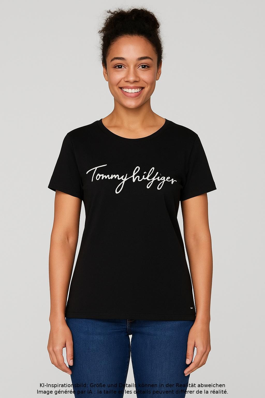 

Tommy Hilfiger Damen T-Shirt, schwarz, Gr. 44